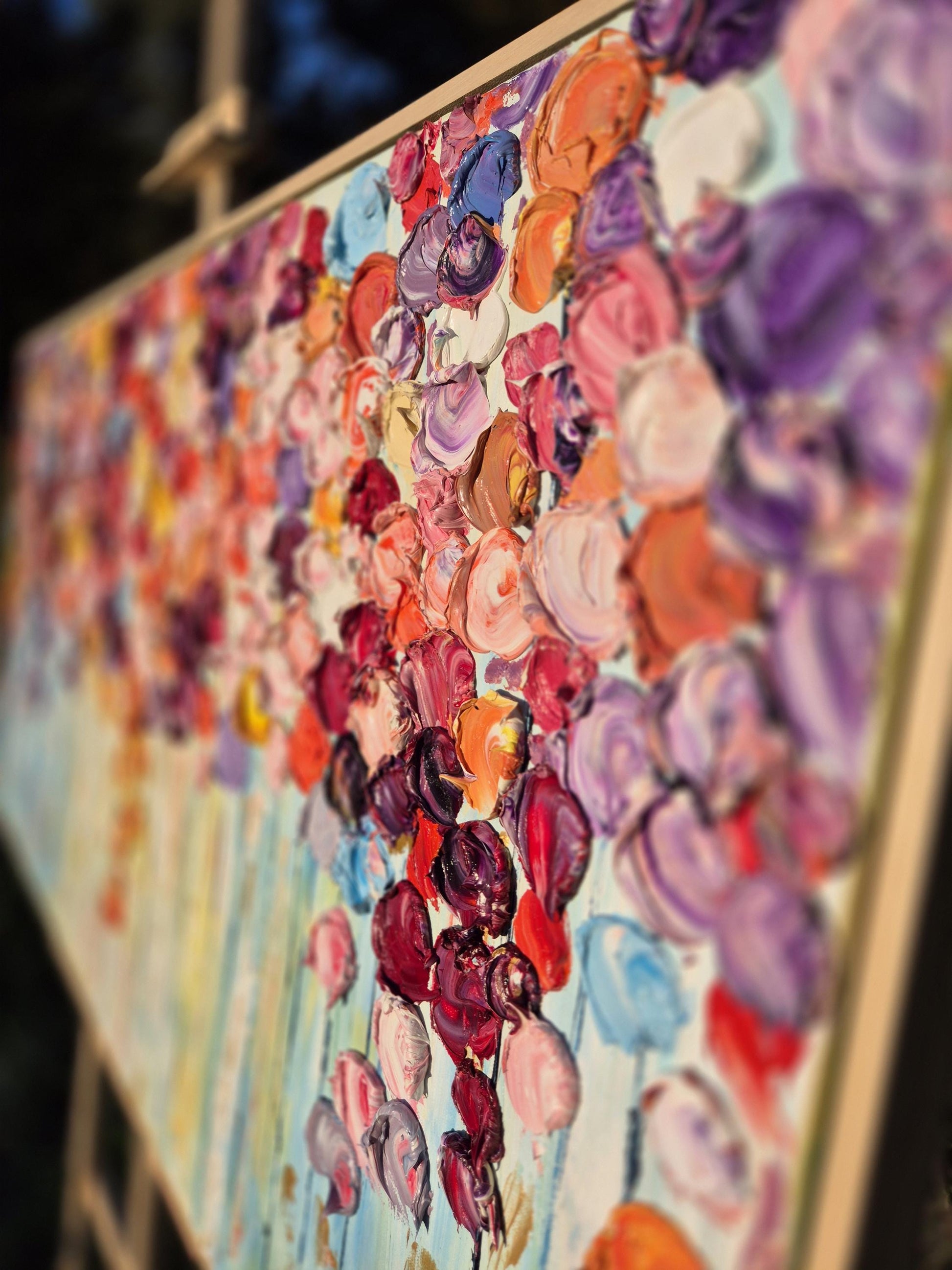 Petal Symphony - Original Abstract Flower Art - Vibrant Floral Abstract - Horizontal Canvas Garden Art for Joyful Home Decor