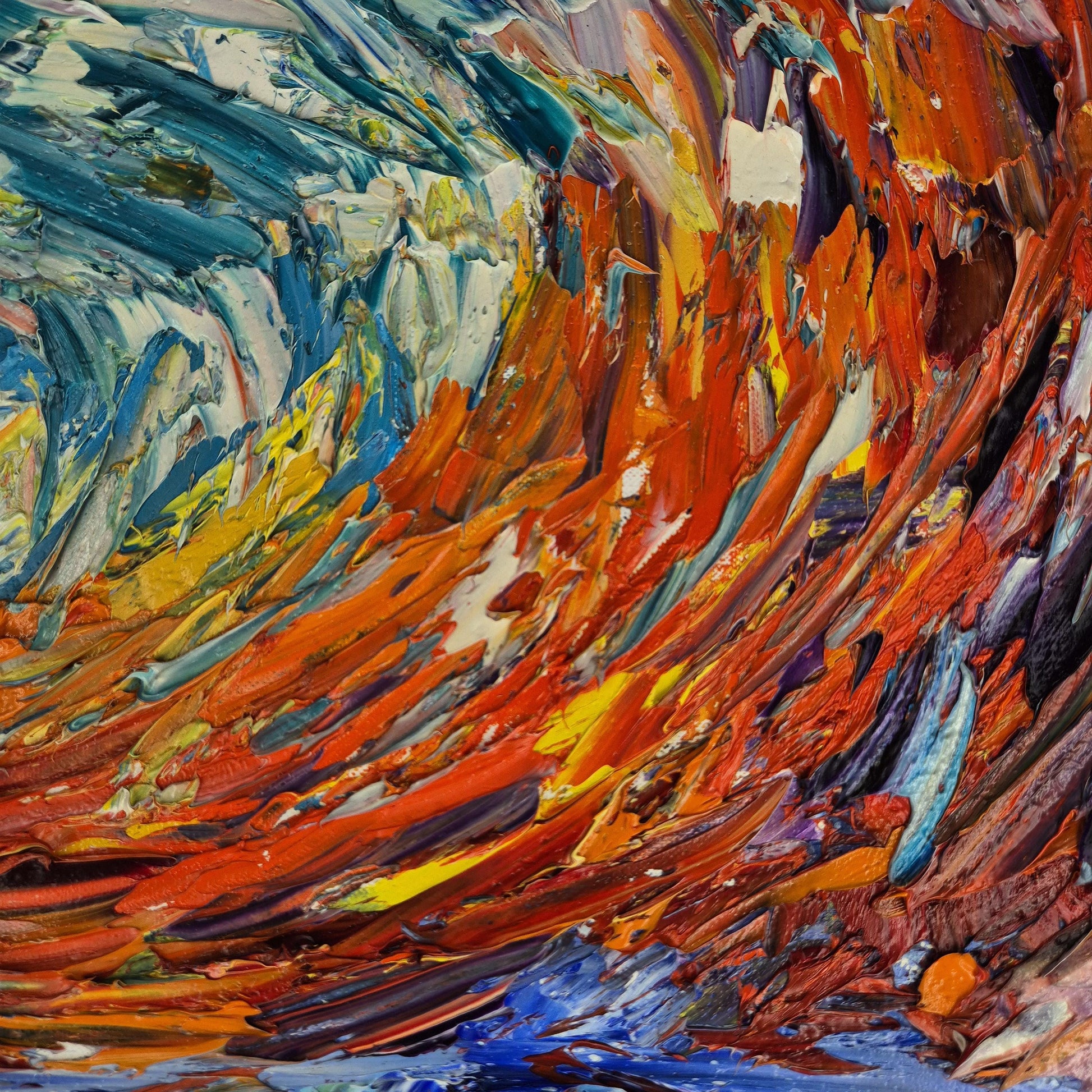 Beyond Sunset - Abstract Sunset Oil Painting on Canvas - Warm Horizon Wall Decor - Warm Glowing Sky Decor