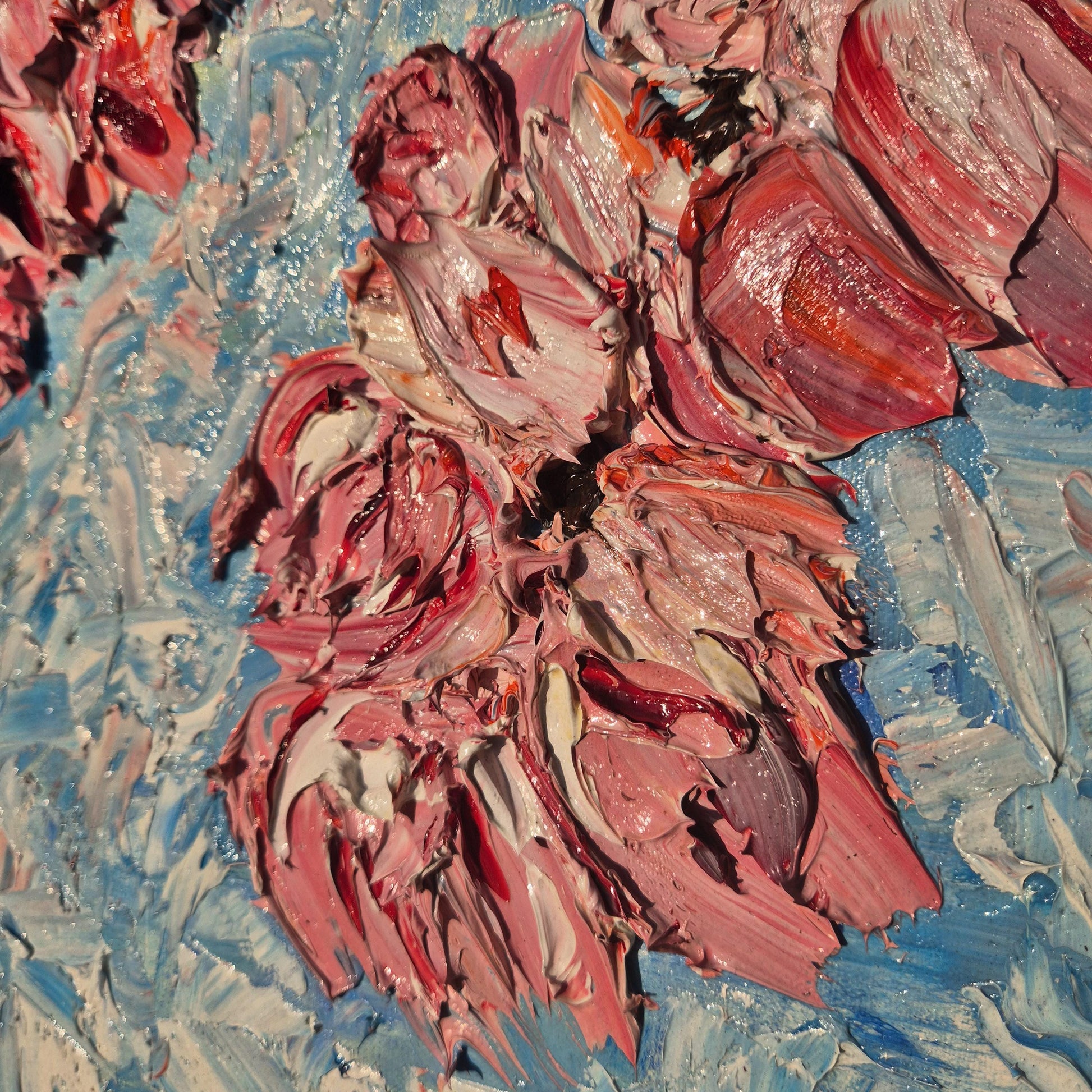 Hanami - Cherry Blossom Painting - Textured Floral Oil Art - Spring Bloom Wall Decor