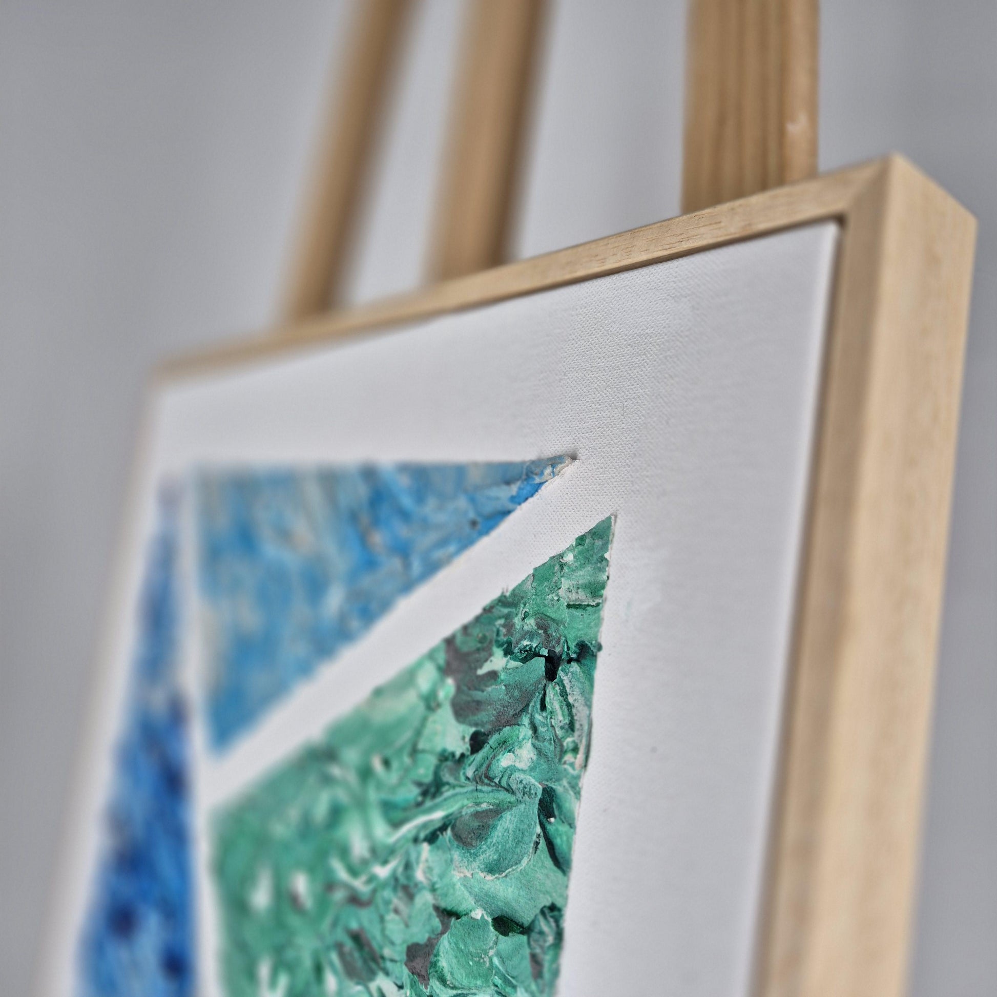 Ocean Logic - Abstract Geometric Painting - Textured Acrylic Canvas in Blue and Green - Contemporary Modern Wall Art