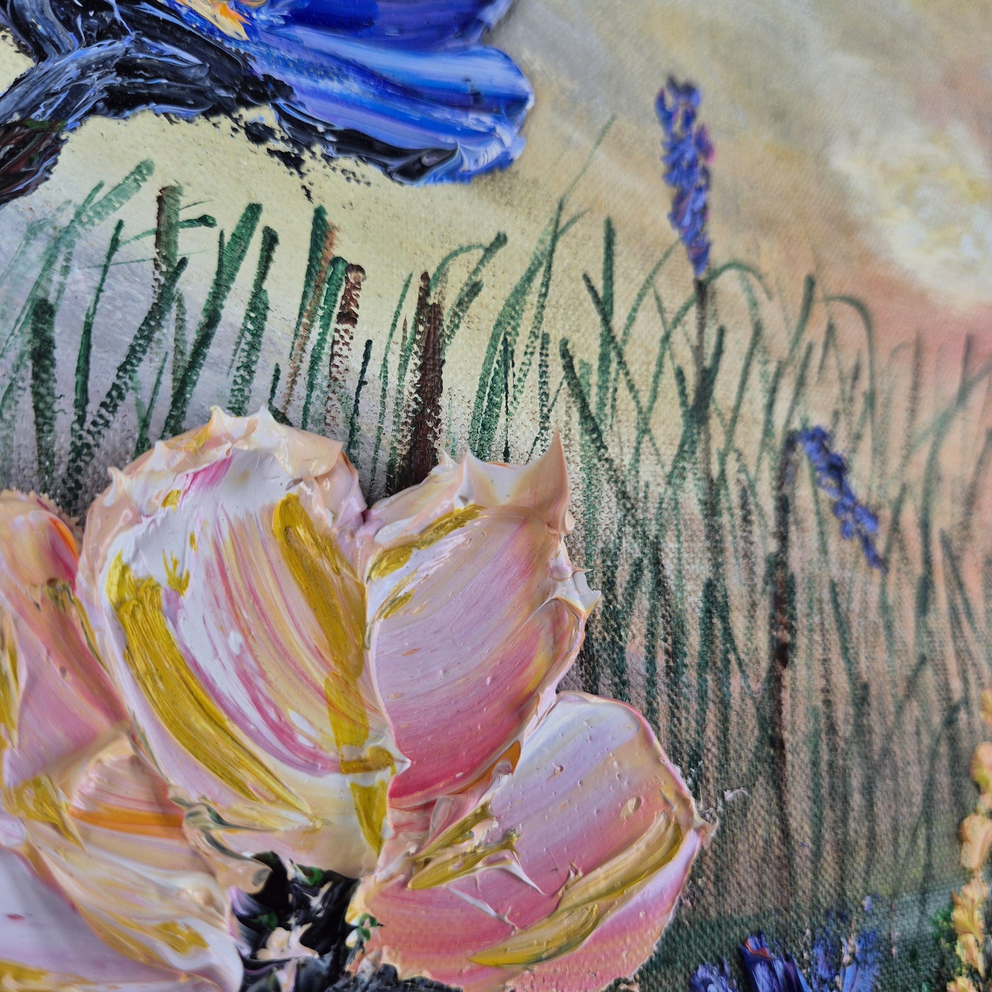 Eternal Spring - Floral Oil on Canvas - Vibrant Wildflower Meadow Oil Painting- Sunset Garden Scene for Wall Decor - Eternal Spring Art