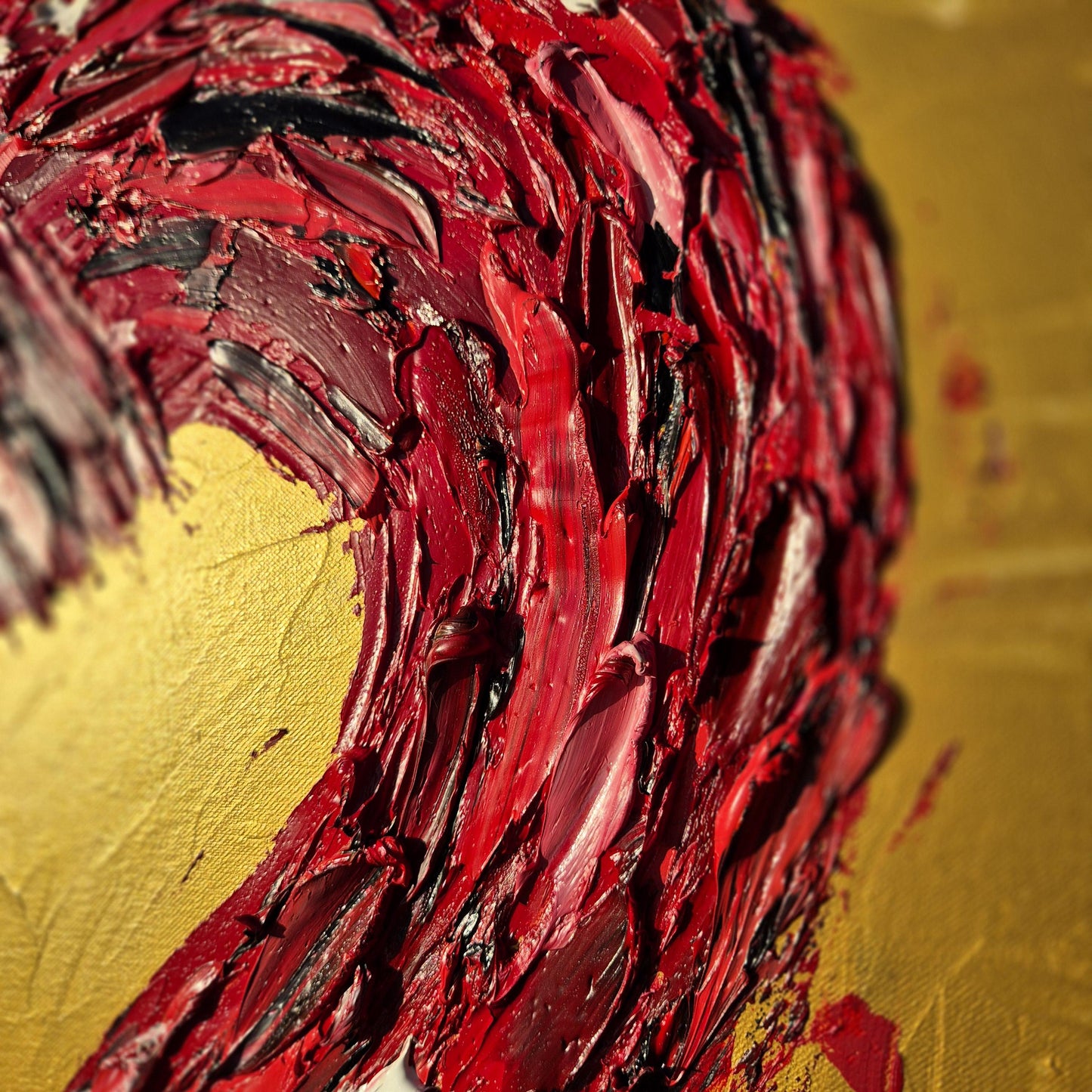 Original Oil Painting on Canvas 62x62cm- Red Heart - Textured Wall Art - Romantic Abstract Contemporary Large Canvas
