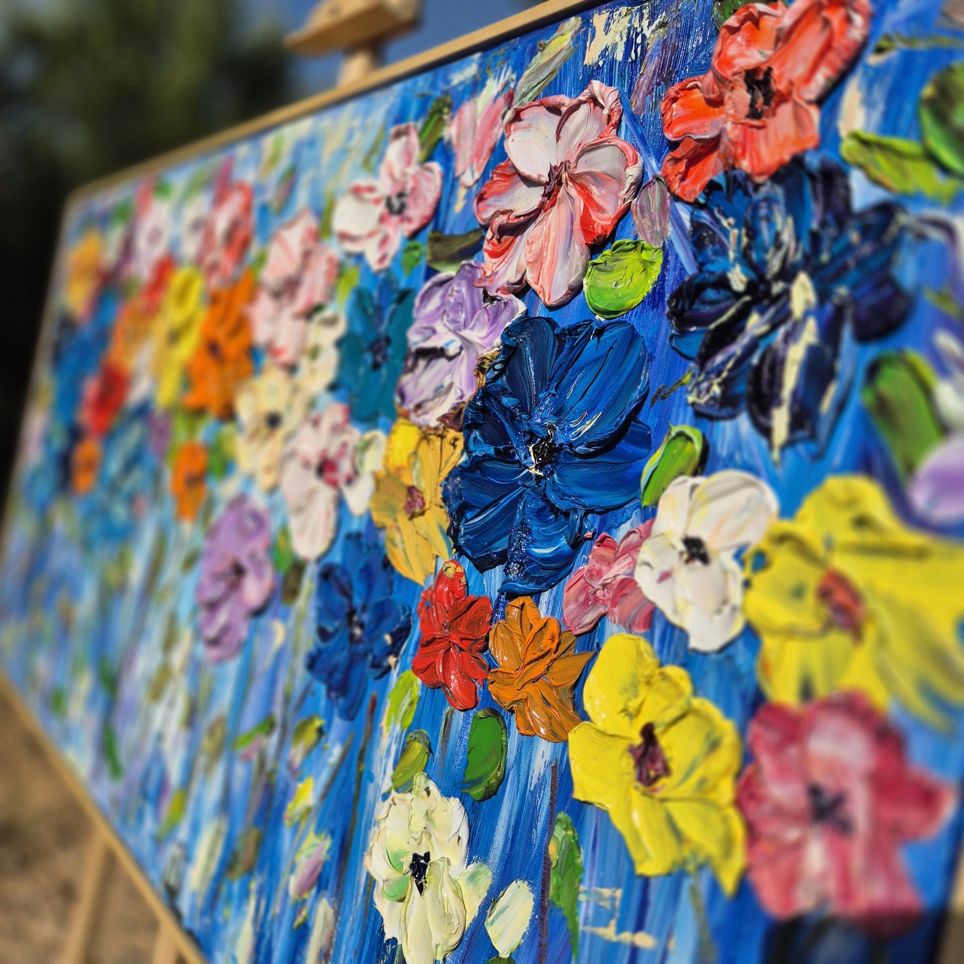 Vivenza - Large Textured Floral Art - Original Oil on Canvas - Colorful Abstract Flowers