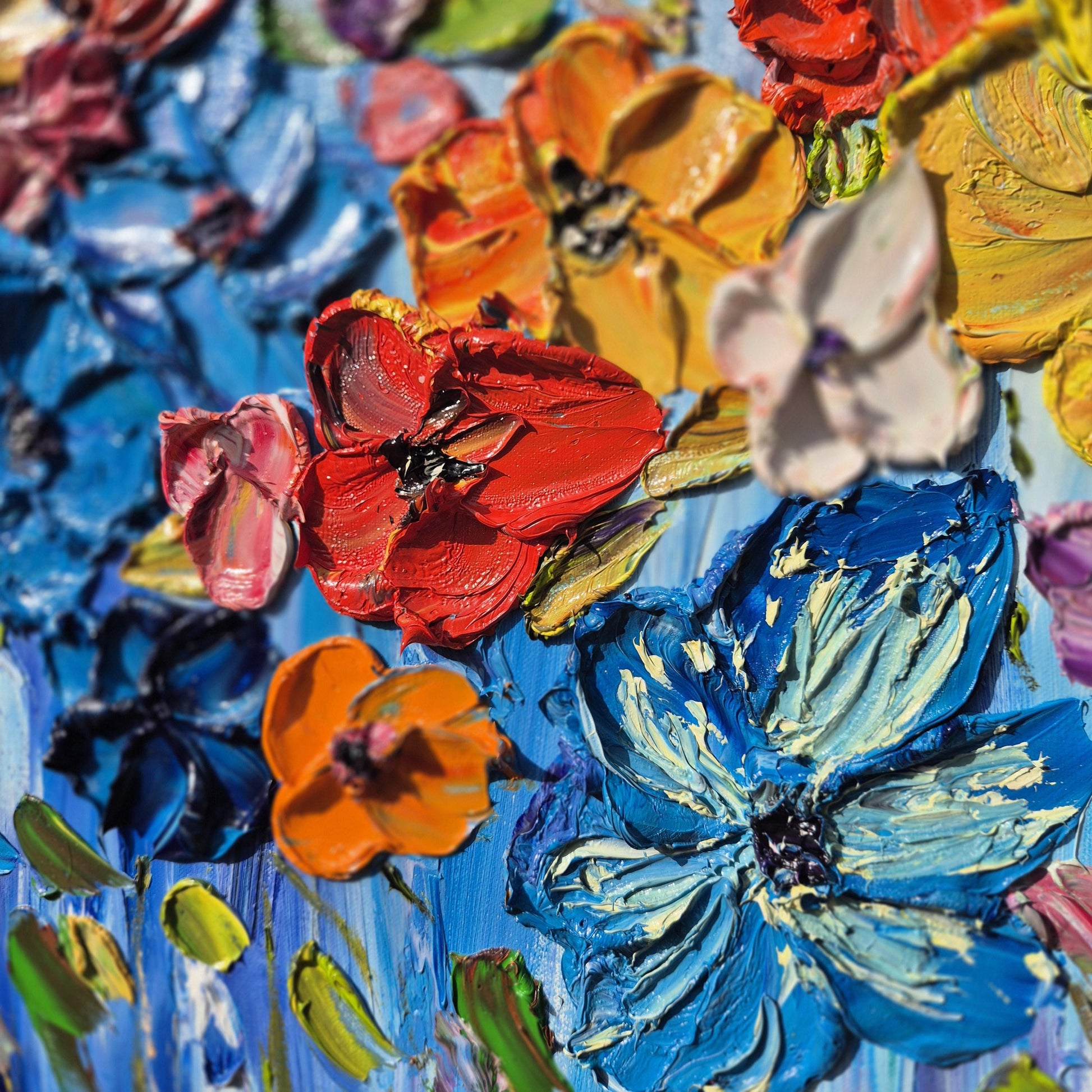 Vivenza - Large Textured Floral Art - Original Oil on Canvas - Colorful Abstract Flowers