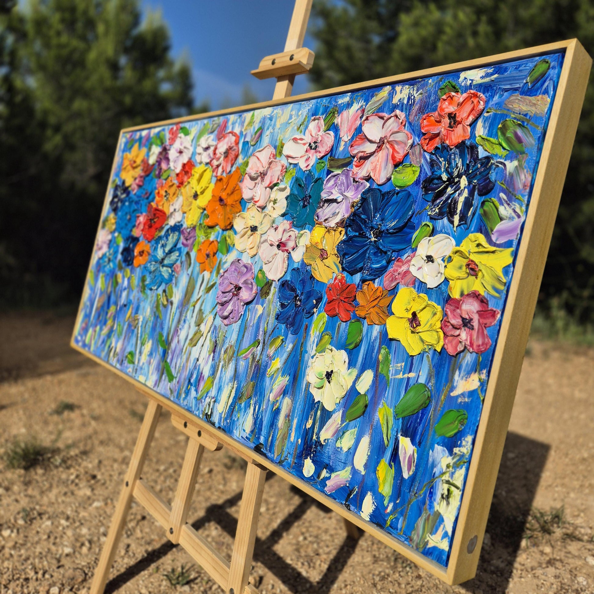 Vivenza - Large Textured Floral Art - Original Oil on Canvas - Colorful Abstract Flowers