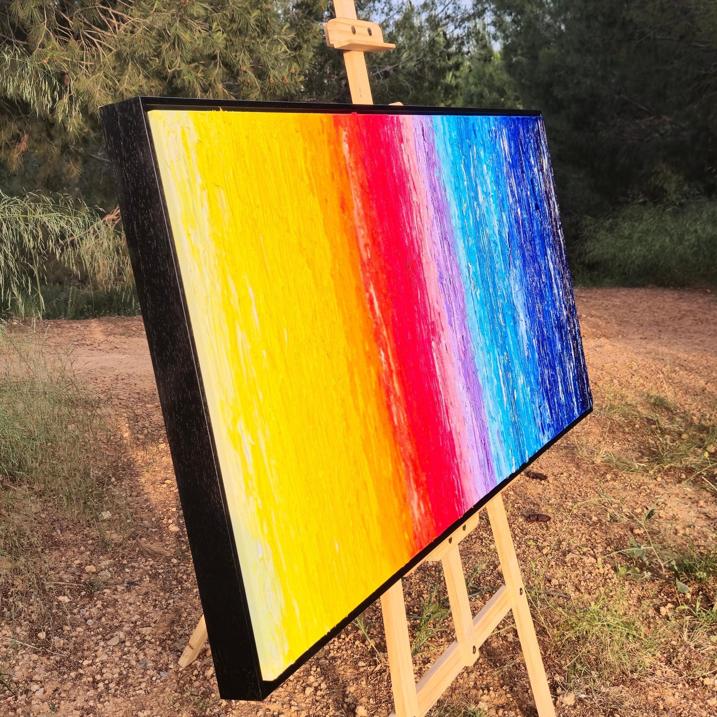 Rainbow - Original Abstract Oil Painting - Large Canvas Art - Textured Impasto Palette Knife Art - Multicolor Modern Canvas Wall Decor
