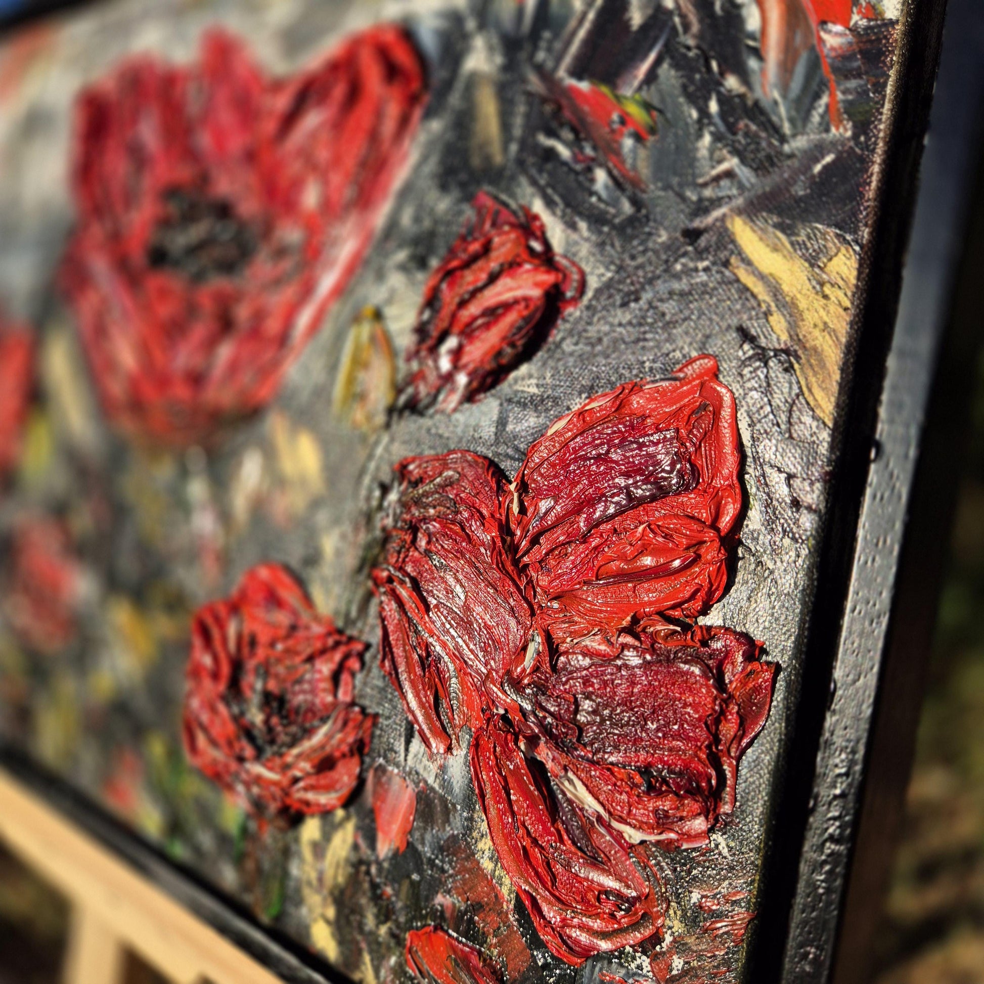 Whispers in Red - Poppy Field Oil Painting - Textured Floral Art - Red Floral Art for Romantic Wall Decor