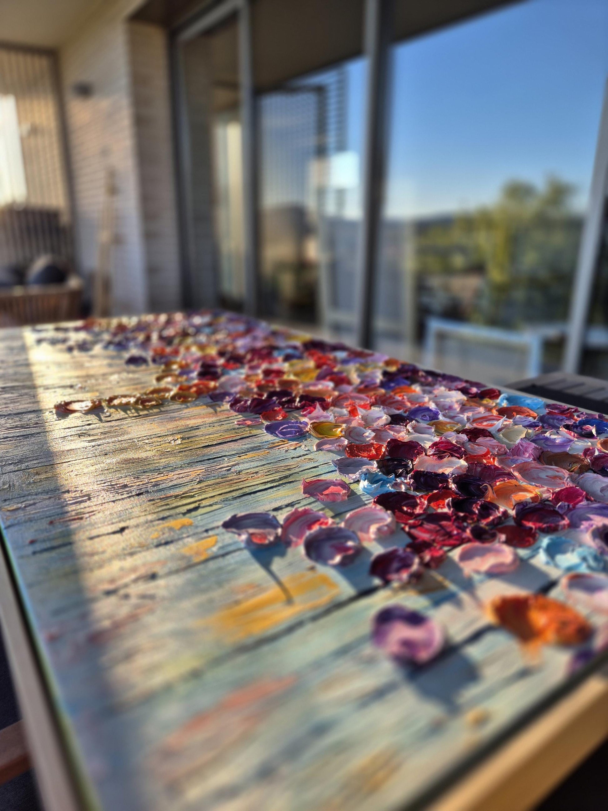 Petal Symphony - Original Abstract Flower Art - Vibrant Floral Abstract - Horizontal Canvas Garden Art for Joyful Home Decor