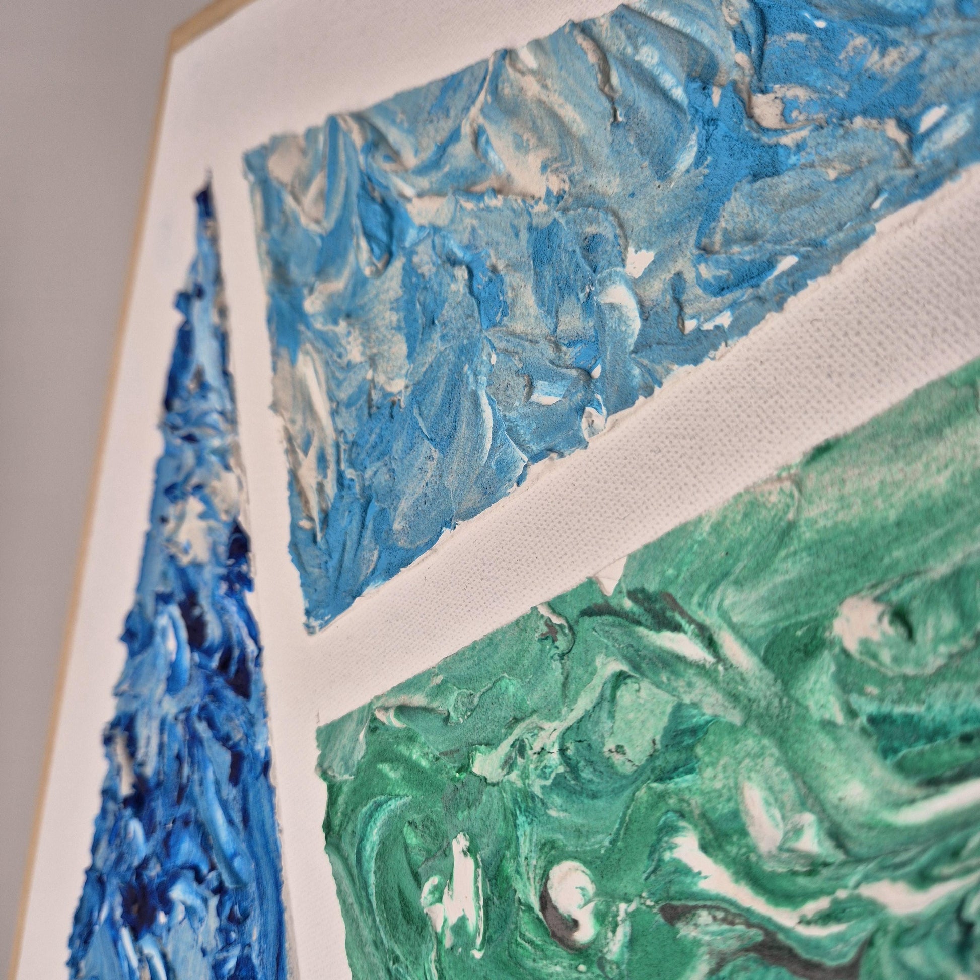 Ocean Logic - Abstract Geometric Painting - Textured Acrylic Canvas in Blue and Green - Contemporary Modern Wall Art