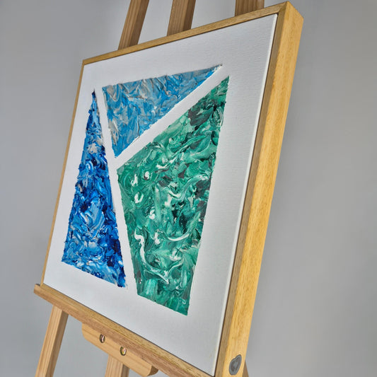 Ocean Logic - Abstract Geometric Painting - Textured Acrylic Canvas in Blue and Green - Contemporary Modern Wall Art