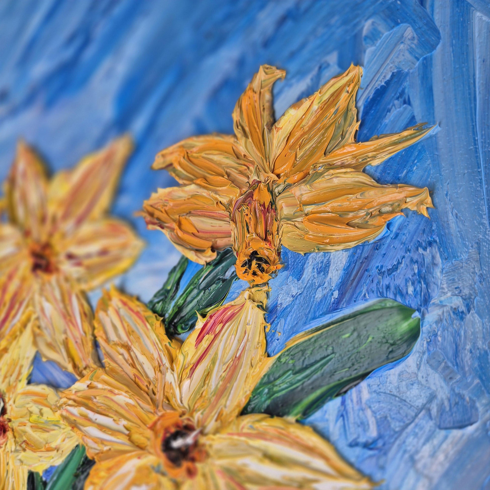 Yellow Grace - Original Textured Oil Painting on Canvas - Impressionist Daffodil Floral Art