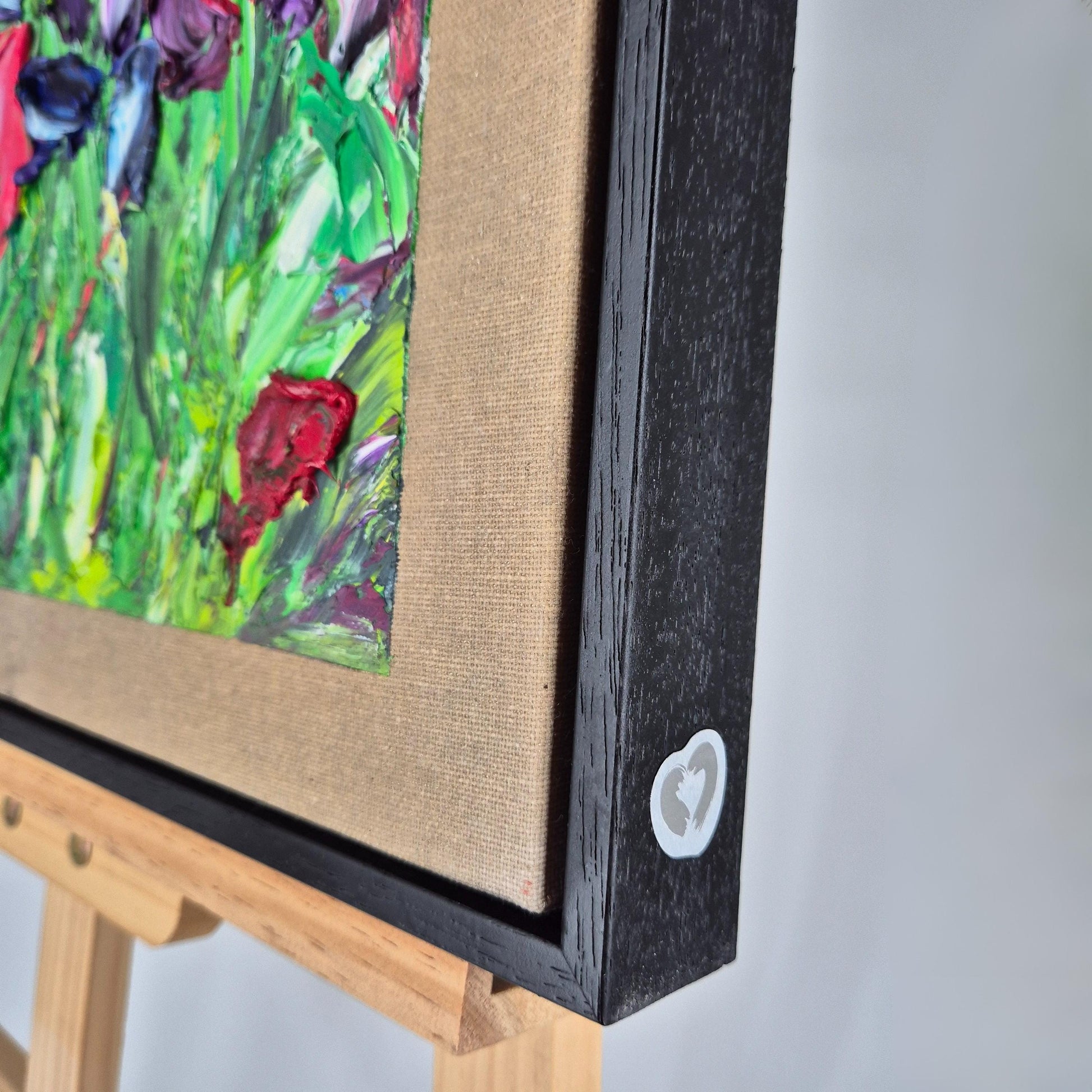 Quiet Garden - Original Textured Oil Painting on Canvas - Impressionist Tulip Field Wall Art - Framed&Ready to Hang