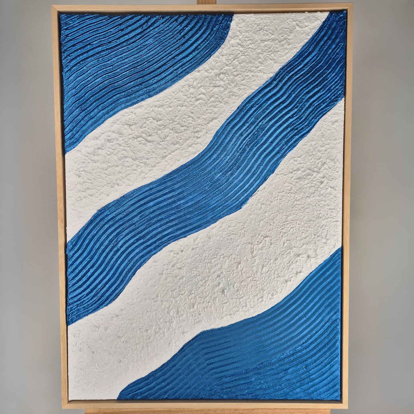 Ocean Lines - Original Textured Acrylic Painting on Canvas - Abstract Seascape Wall Art with Flowing Lines - Framed&Ready to Hang