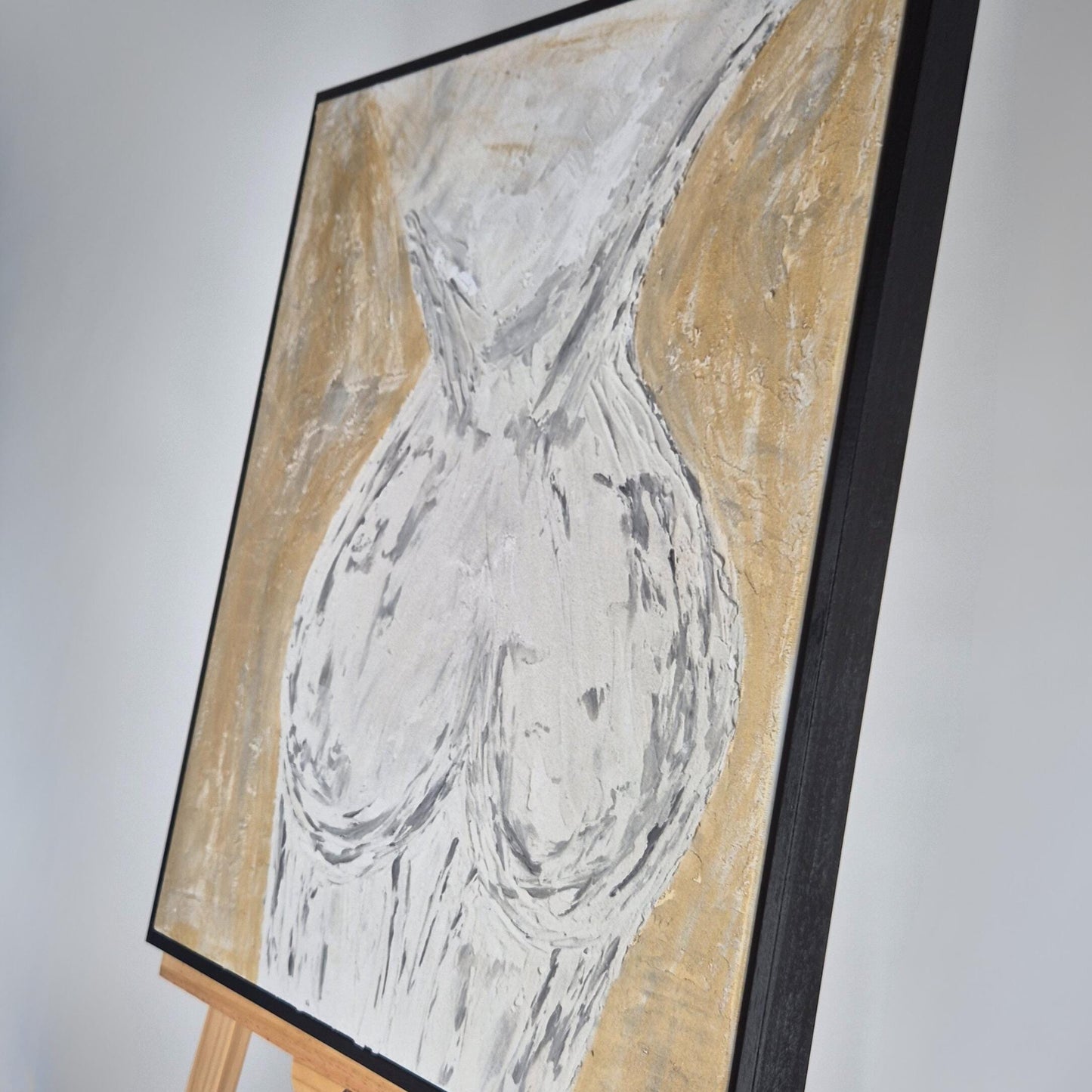 She is Universe - Feminine Abstract Painting - Sculptural Acrylic Nude - Textured Canvas Wall Art