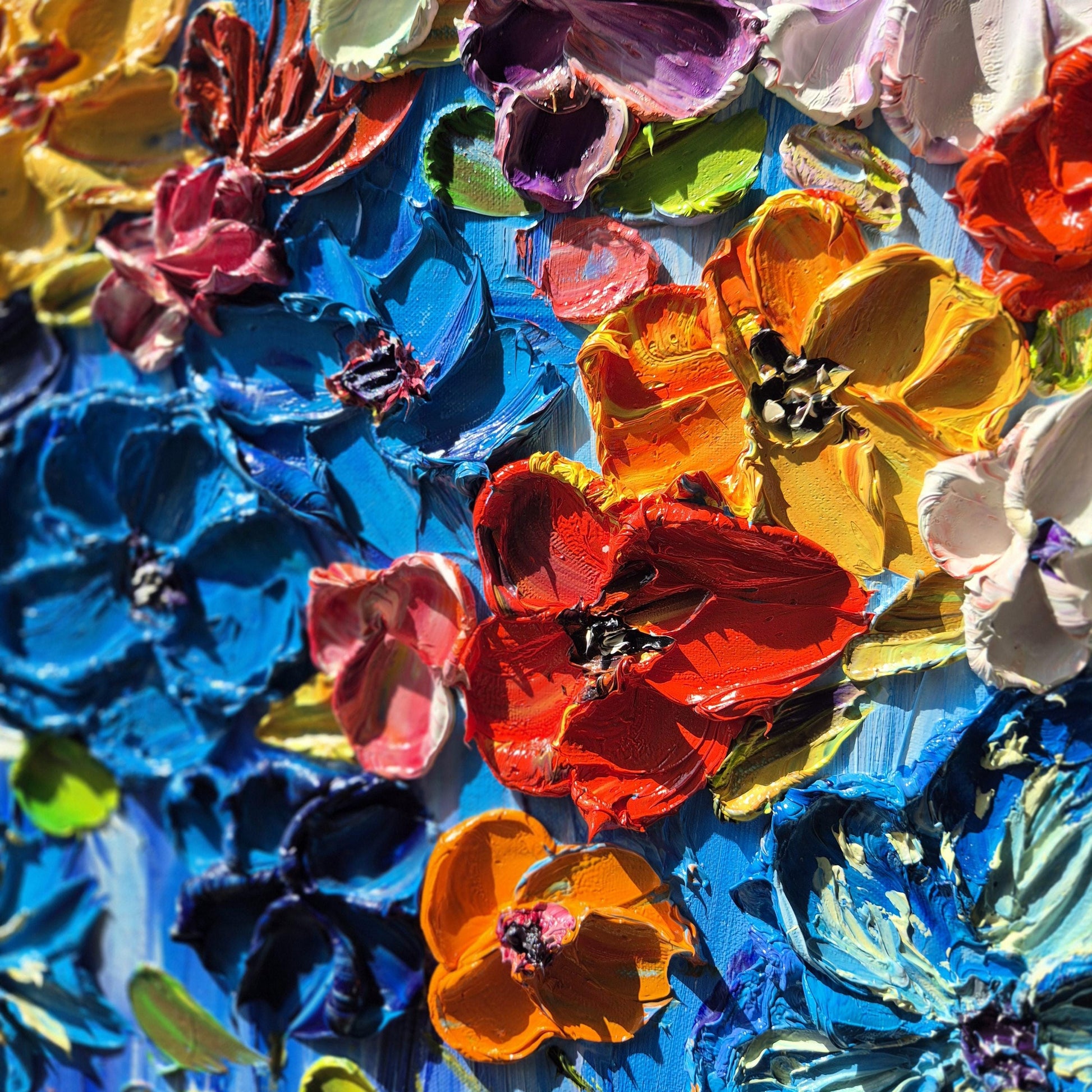 Vivenza - Large Textured Floral Art - Original Oil on Canvas - Colorful Abstract Flowers
