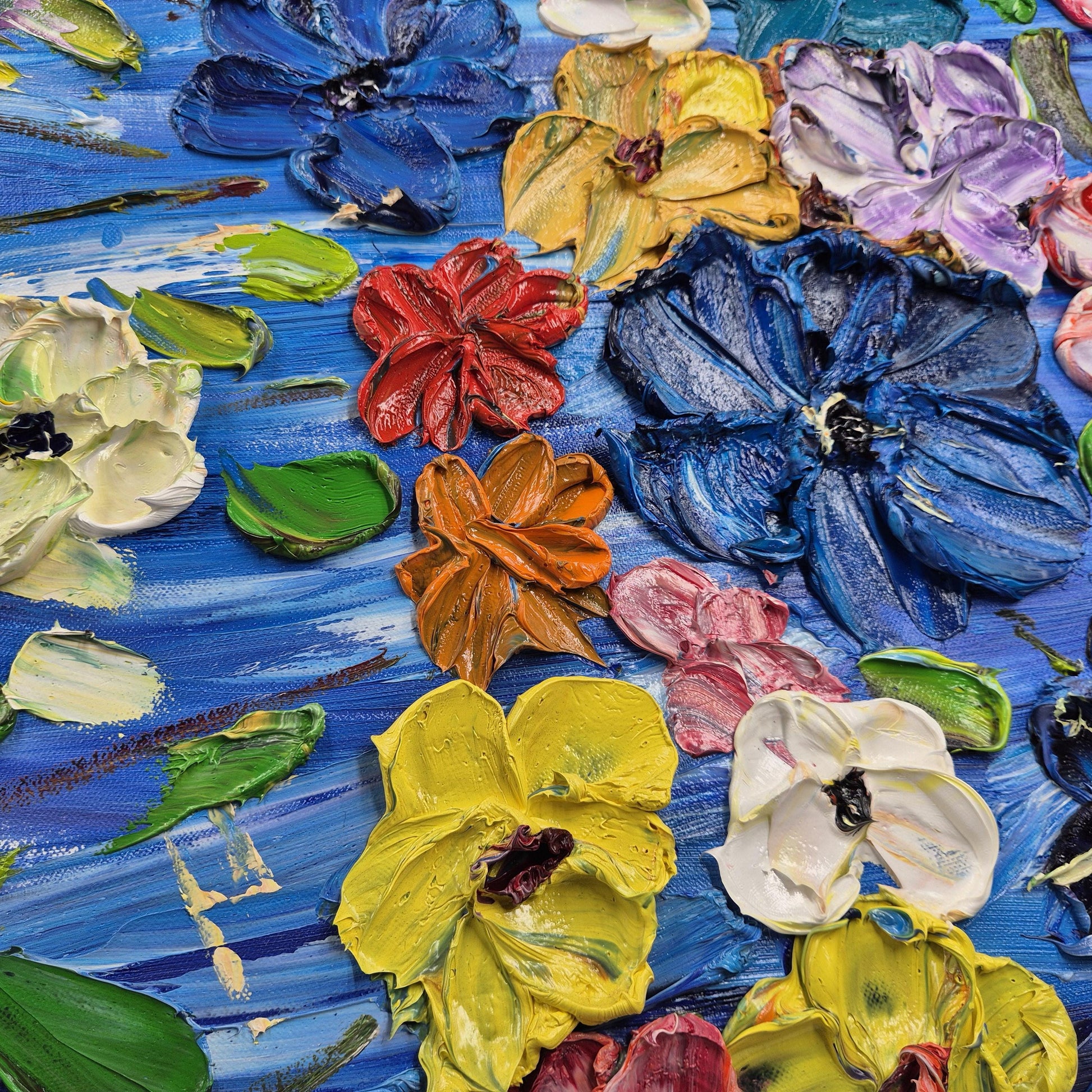 Vivenza - Large Textured Floral Art - Original Oil on Canvas - Colorful Abstract Flowers