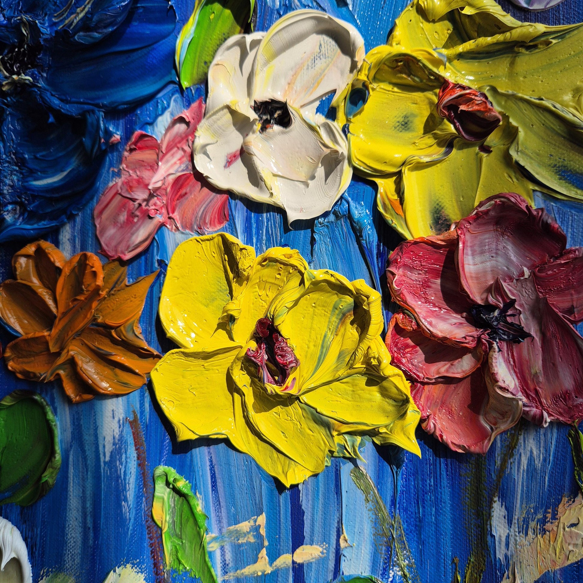 Vivenza - Large Textured Floral Art - Original Oil on Canvas - Colorful Abstract Flowers