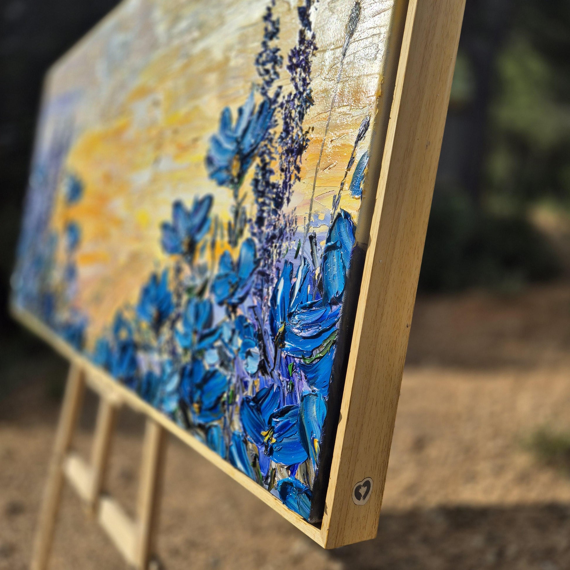 Azure Horizon - Large Textured Floral Oil Painting - Original Oil on Canvas - Colorful Abstract Flowers
