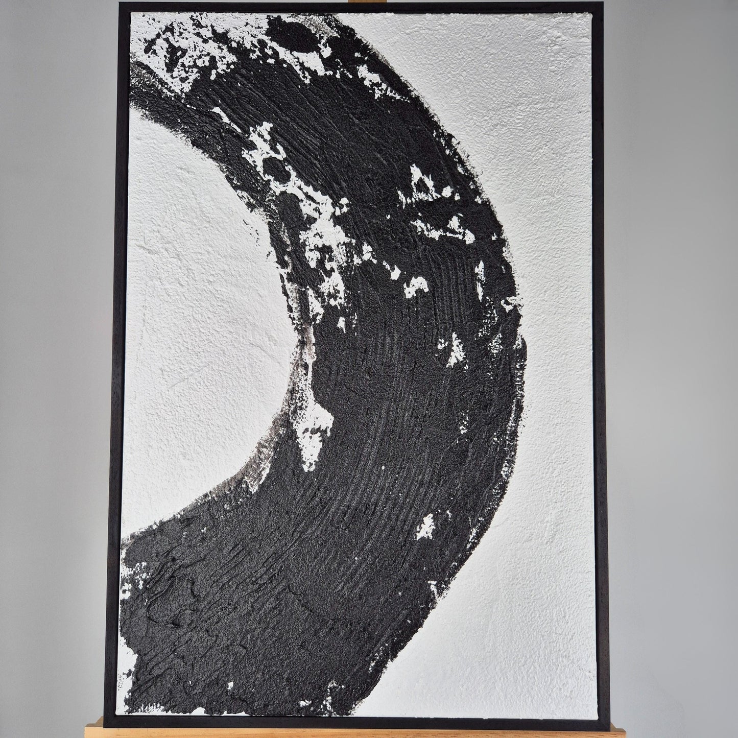 Zen Eclipse - Modern Abstract Black And White Art Diptych Textured Painting - Contemporary Wall Decor - Minimalist Energy