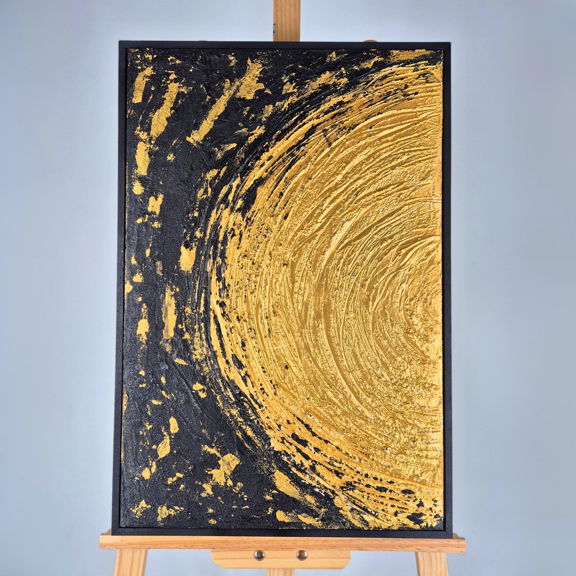Auric Duality - Modern Abstract Wabi Sabi Painting- Black And Gold Art Diptych Textured Painting - Contemporary Wall Decor