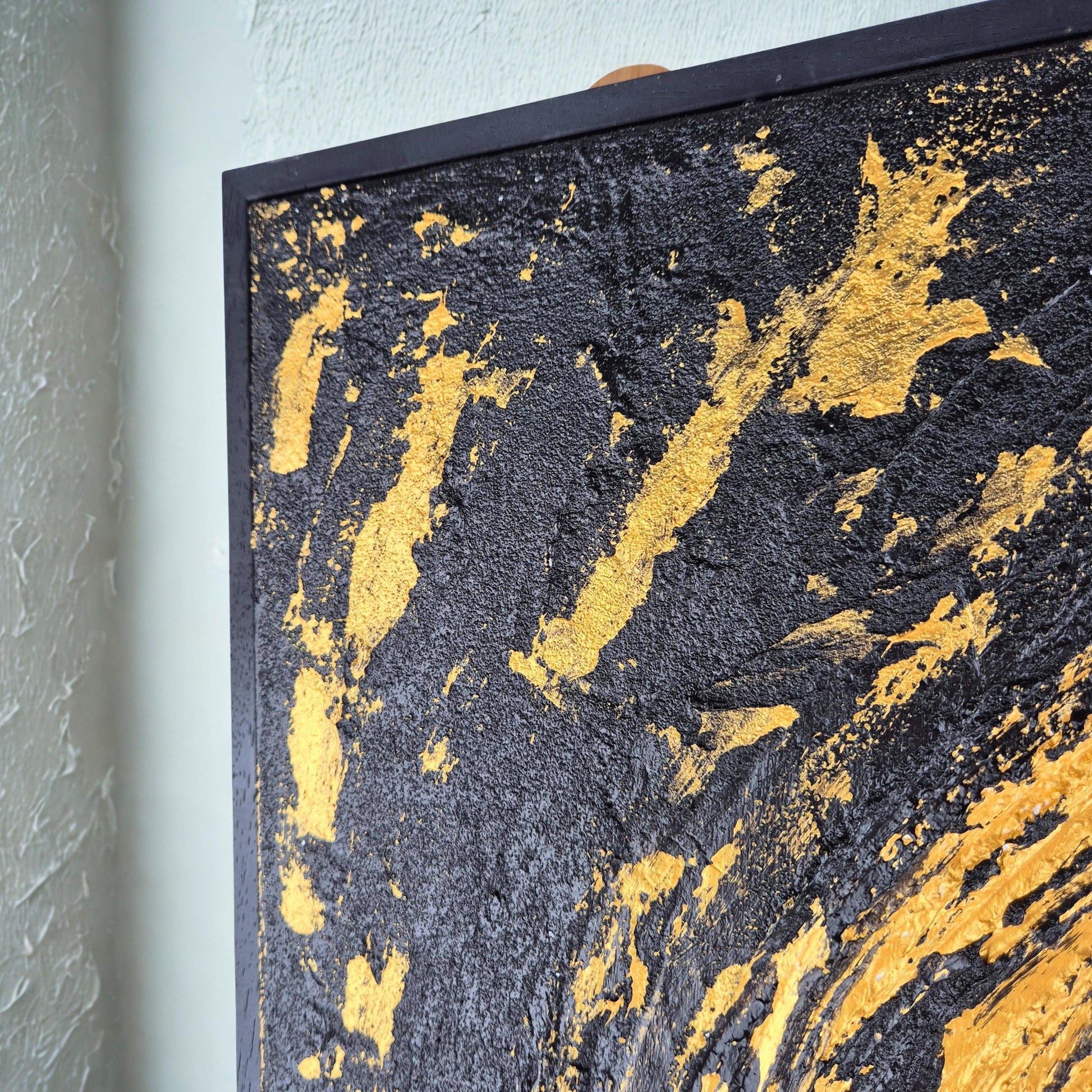 Auric Duality - Modern Abstract Wabi Sabi Painting- Black And Gold Art Diptych Textured Painting - Contemporary Wall Decor