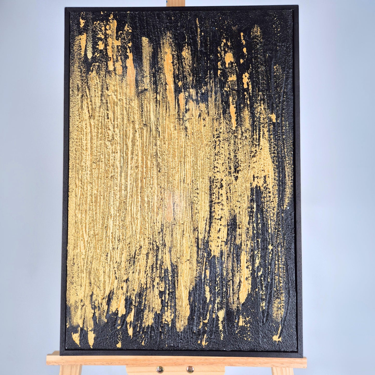 Split Radiance - Modern Gold Large Wall Art- Abstract Diptych Painting - Black And White Textured Wall Art - Luxury Contemporary Home Decor