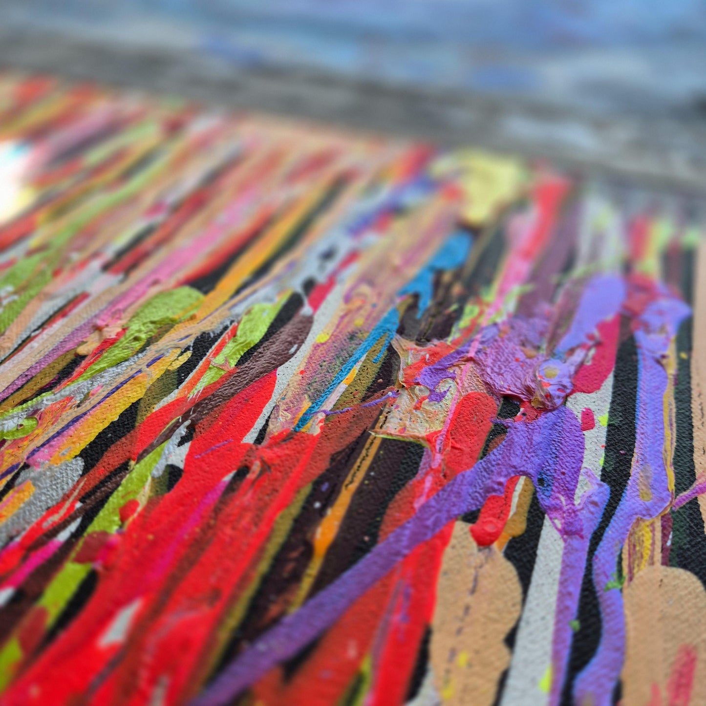 Textured Acrylic Painting: Abstract Apocalyptic Art, 72x72 cm
