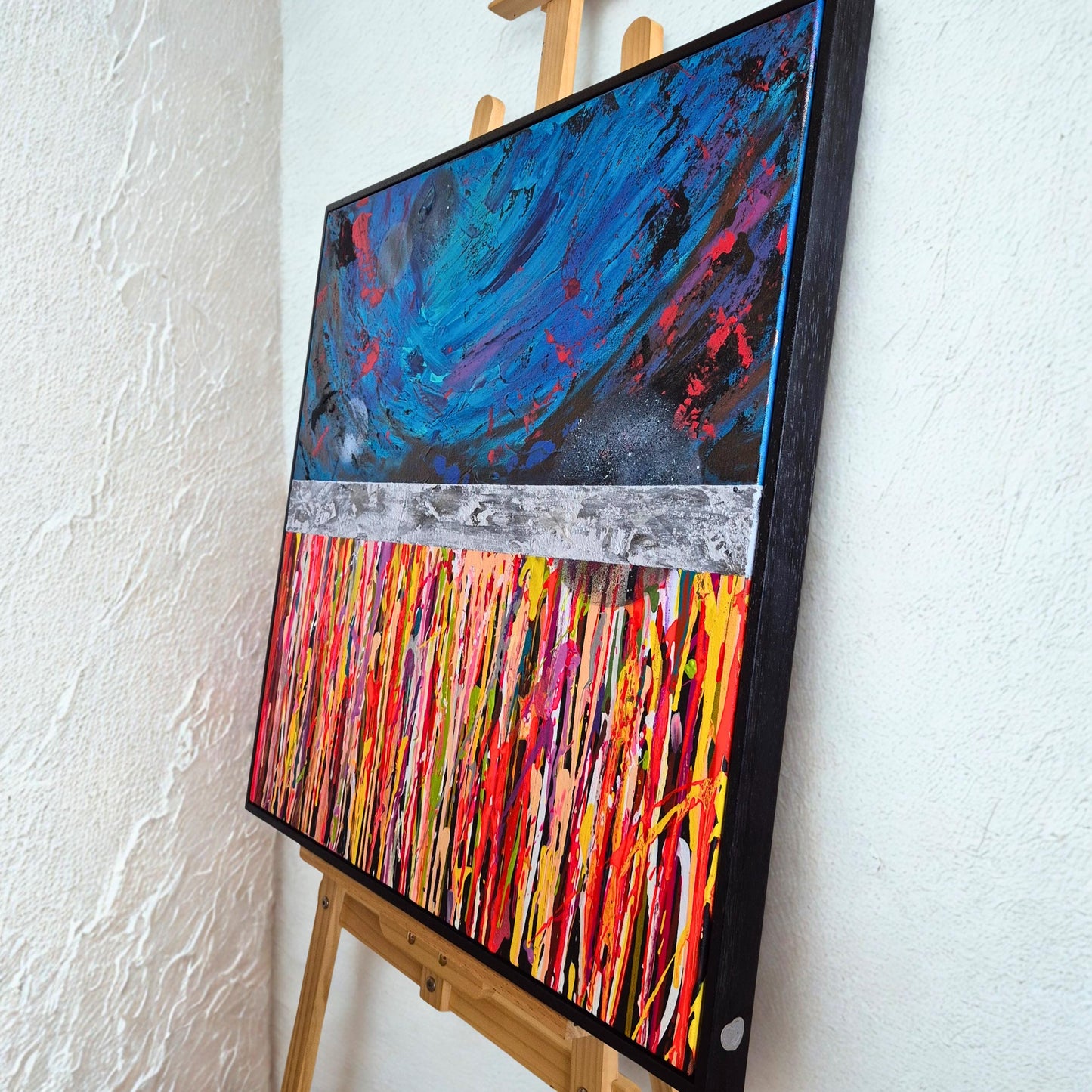 Textured Acrylic Painting: Abstract Apocalyptic Art, 72x72 cm
