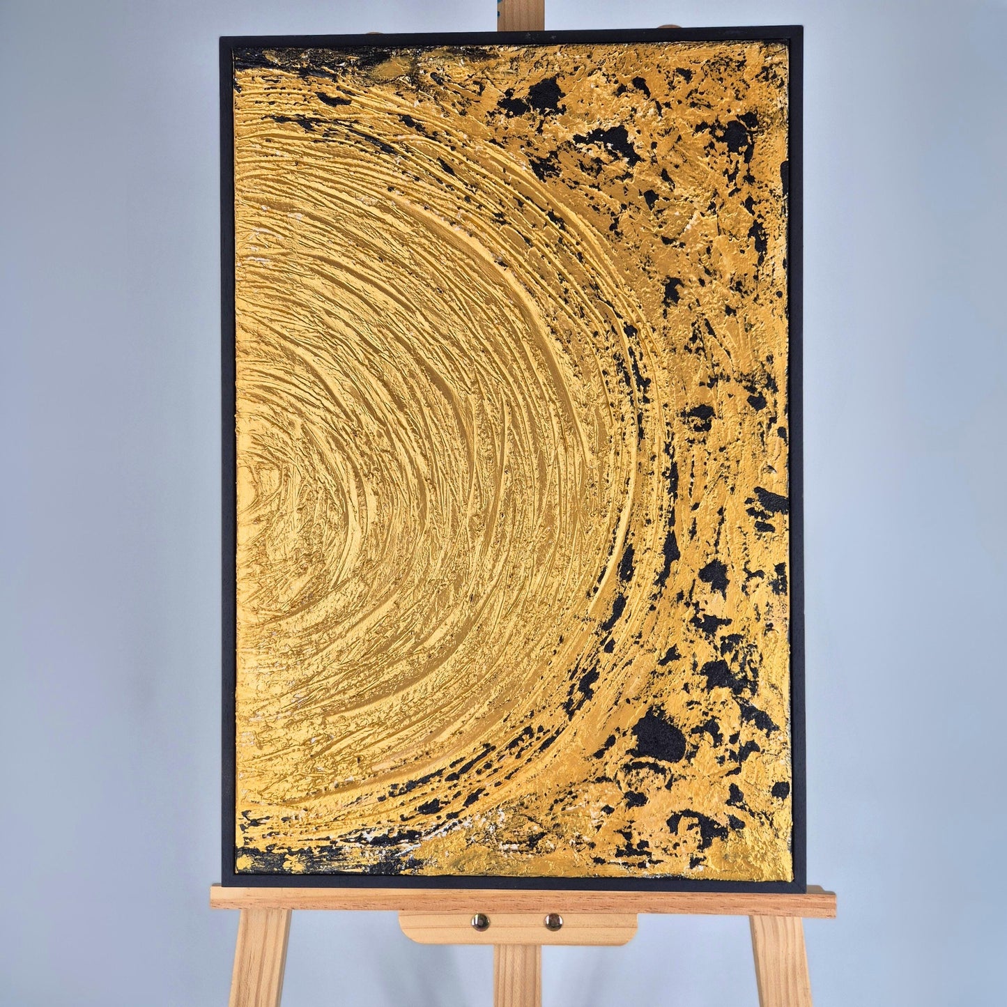 Auric Duality - Modern Abstract Wabi Sabi Painting- Black And Gold Art Diptych Textured Painting - Contemporary Wall Decor