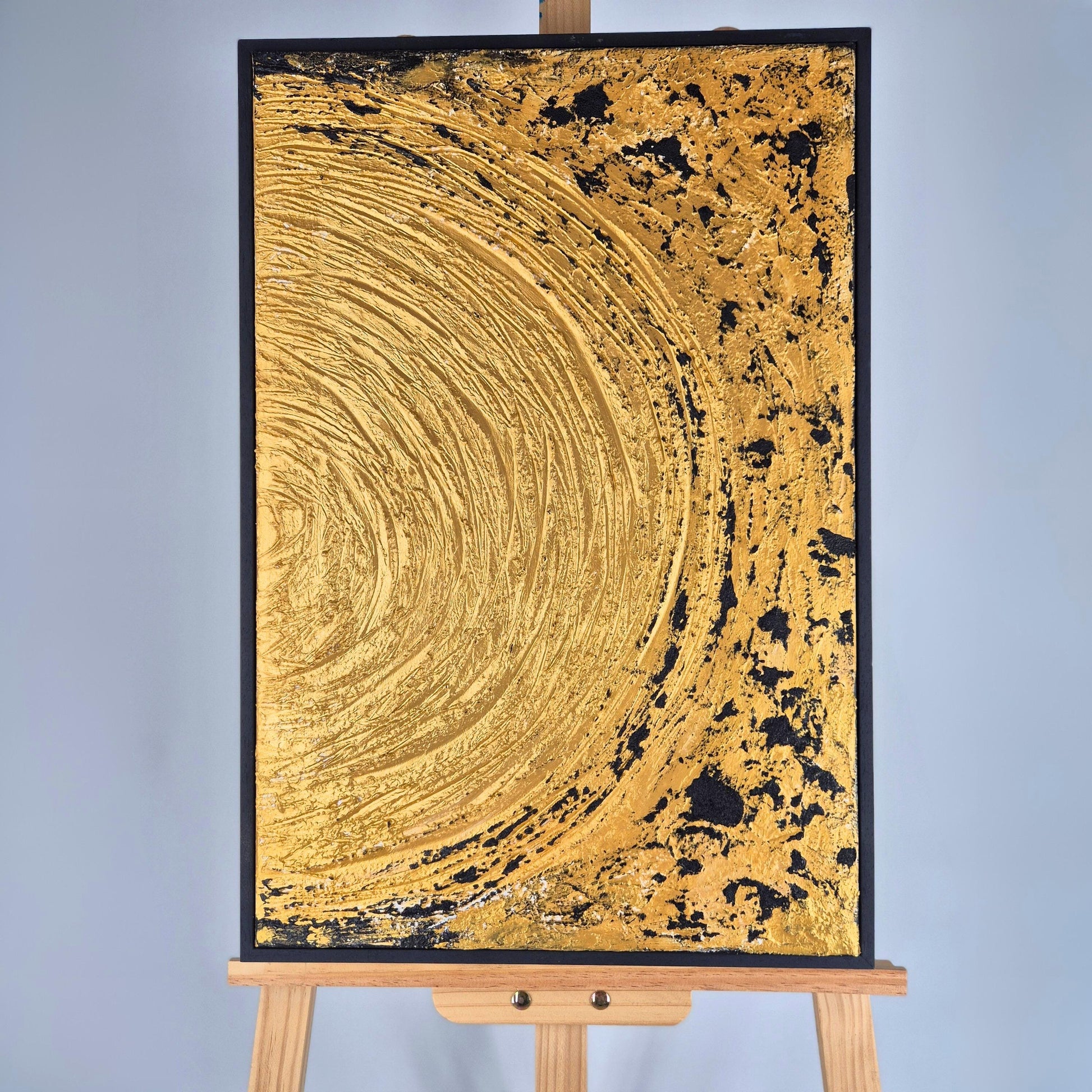 Auric Duality - Modern Abstract Wabi Sabi Painting- Black And Gold Art Diptych Textured Painting - Contemporary Wall Decor