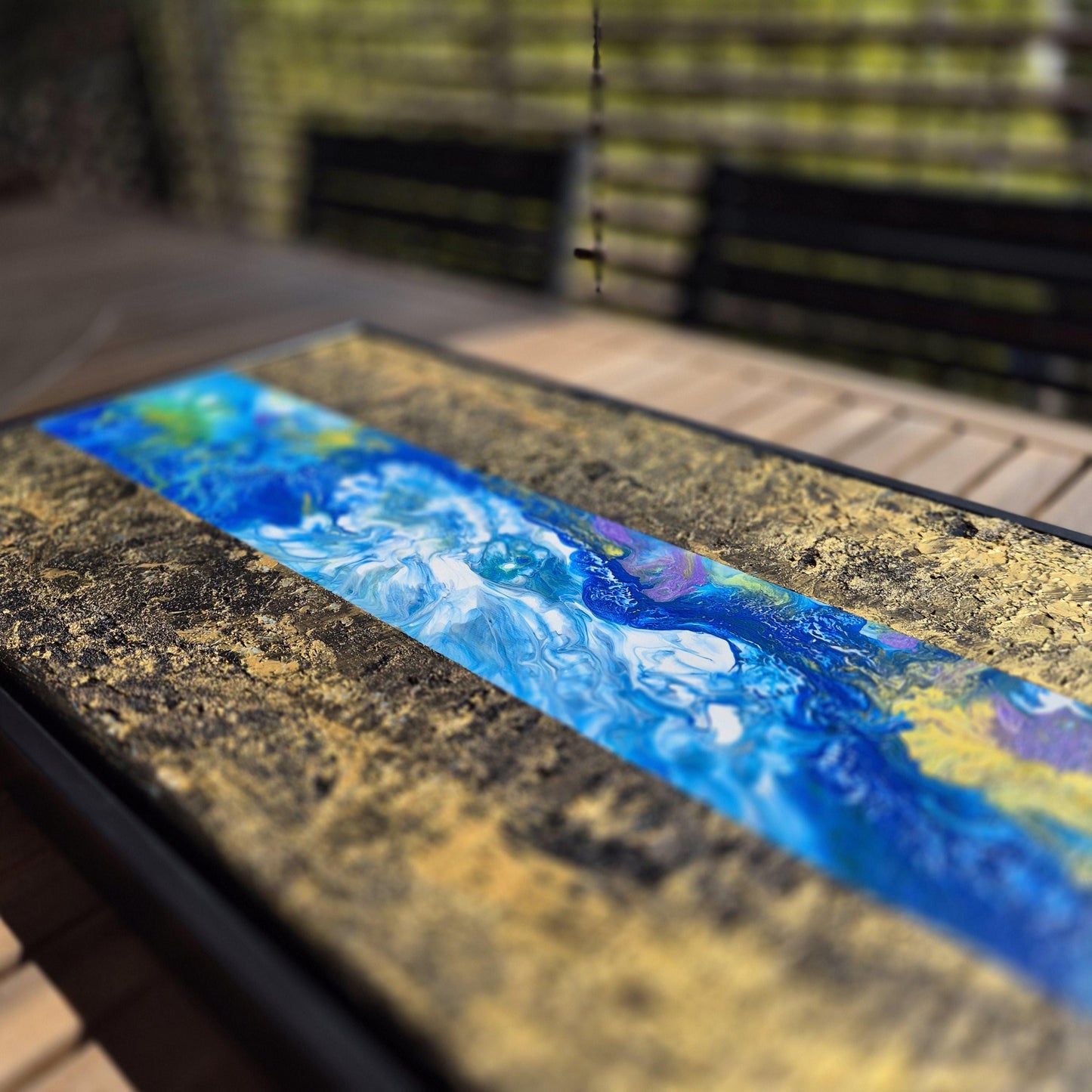 Textured Abstract Acrylic Painting 62x32 cm - Fluxion - Cosmic Energy Art
