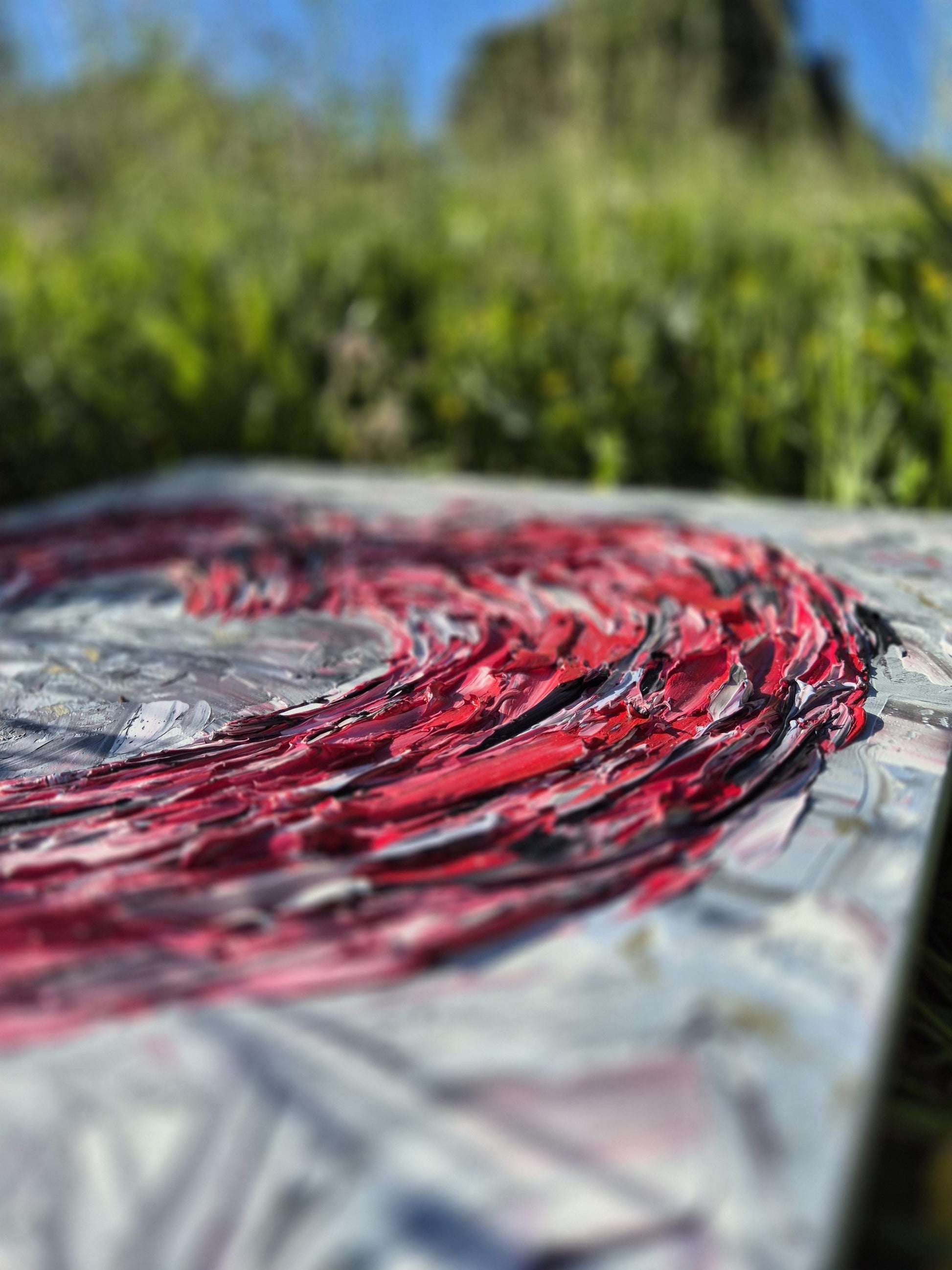 Heart Oil Painting 62x62 cm - Fierce Tenderness - Modern Romantic Wall Art - Handcrafted Textured Canvas Decor for Bedroom & Living Room