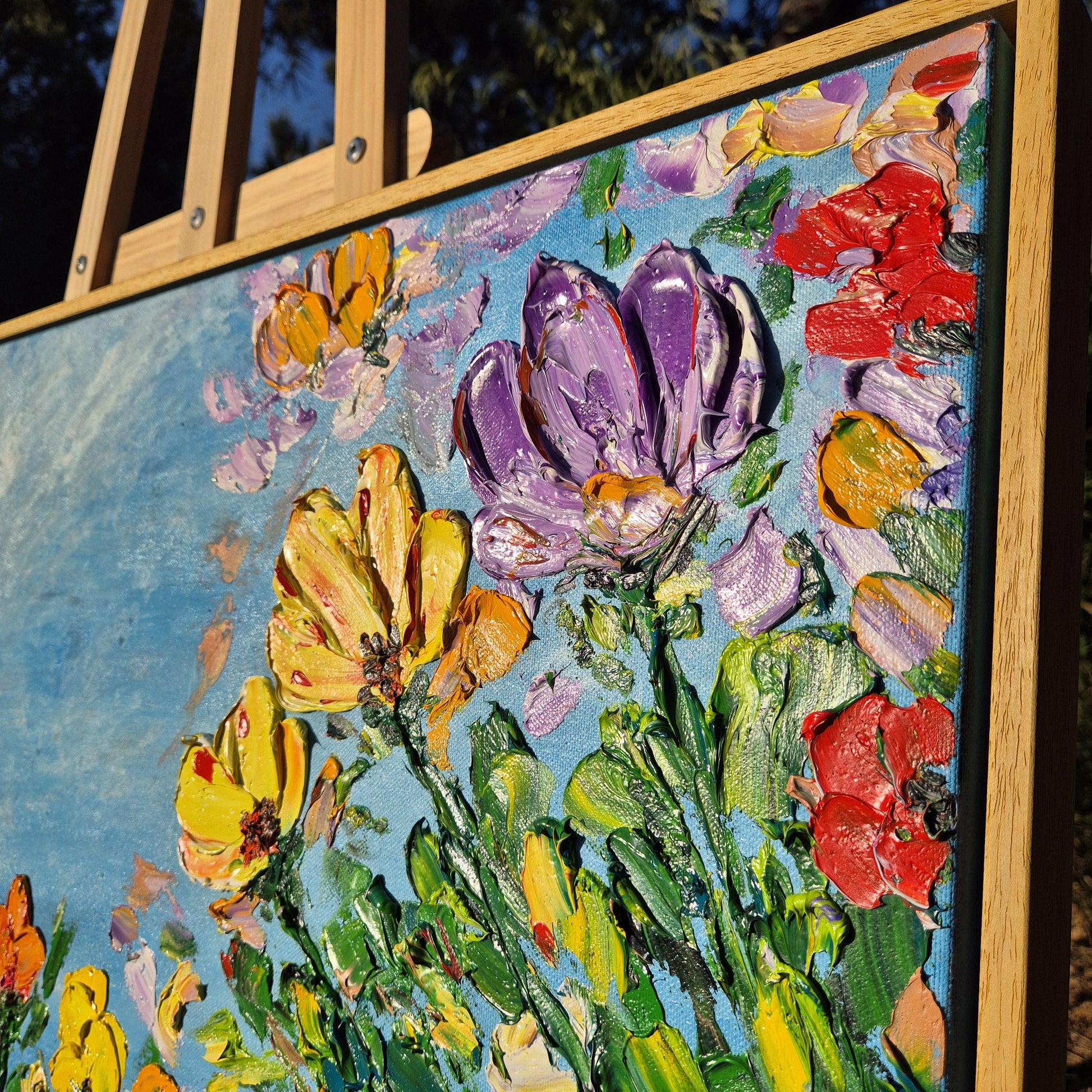 Spring is Here - Textured Floral Painting - Blooming Oil Canvas - Original Spring Wall Art