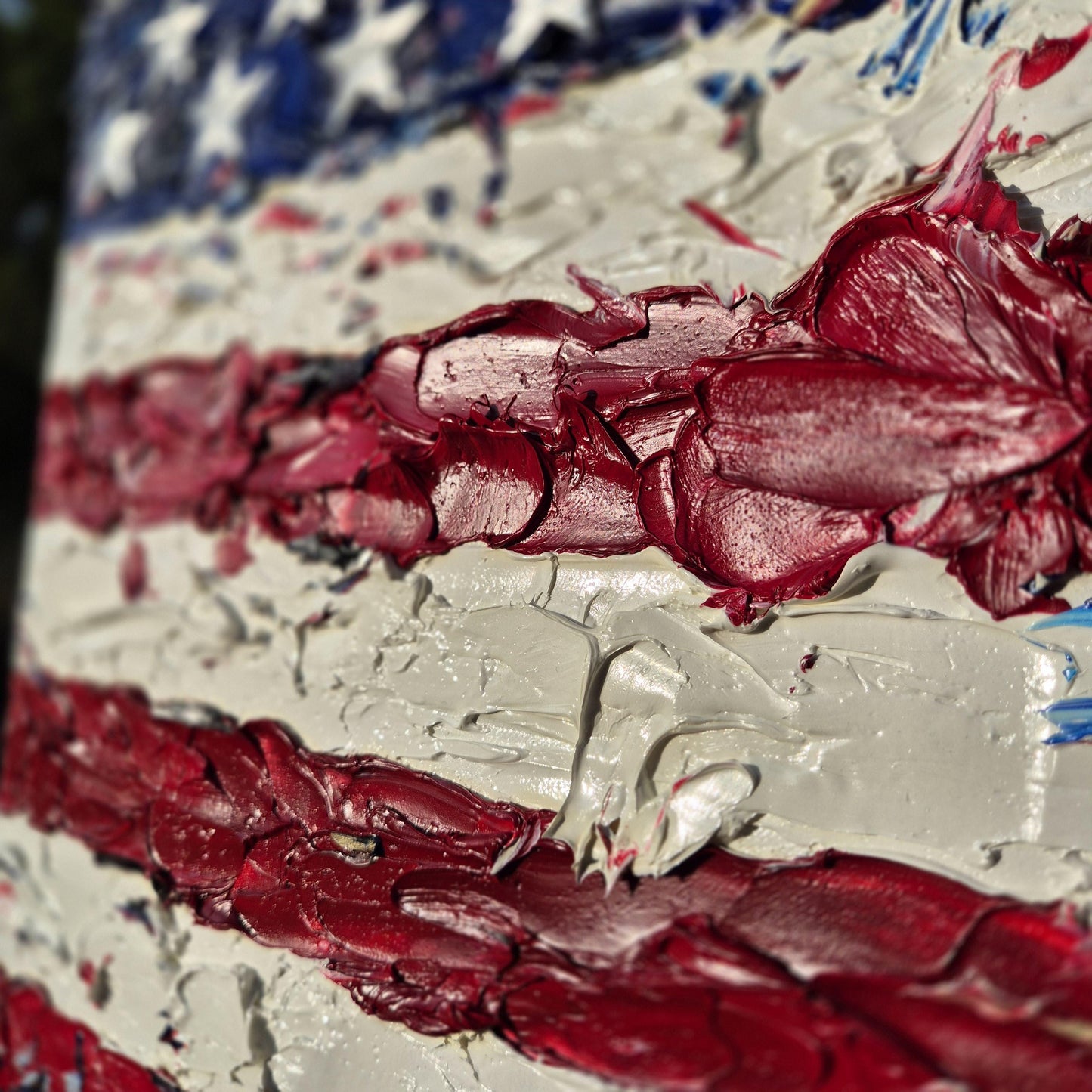 Liberty in Layers - American Flag Textured - USA Patriotic Canvas Art - Hand-Painted with 50 Engraved Stars