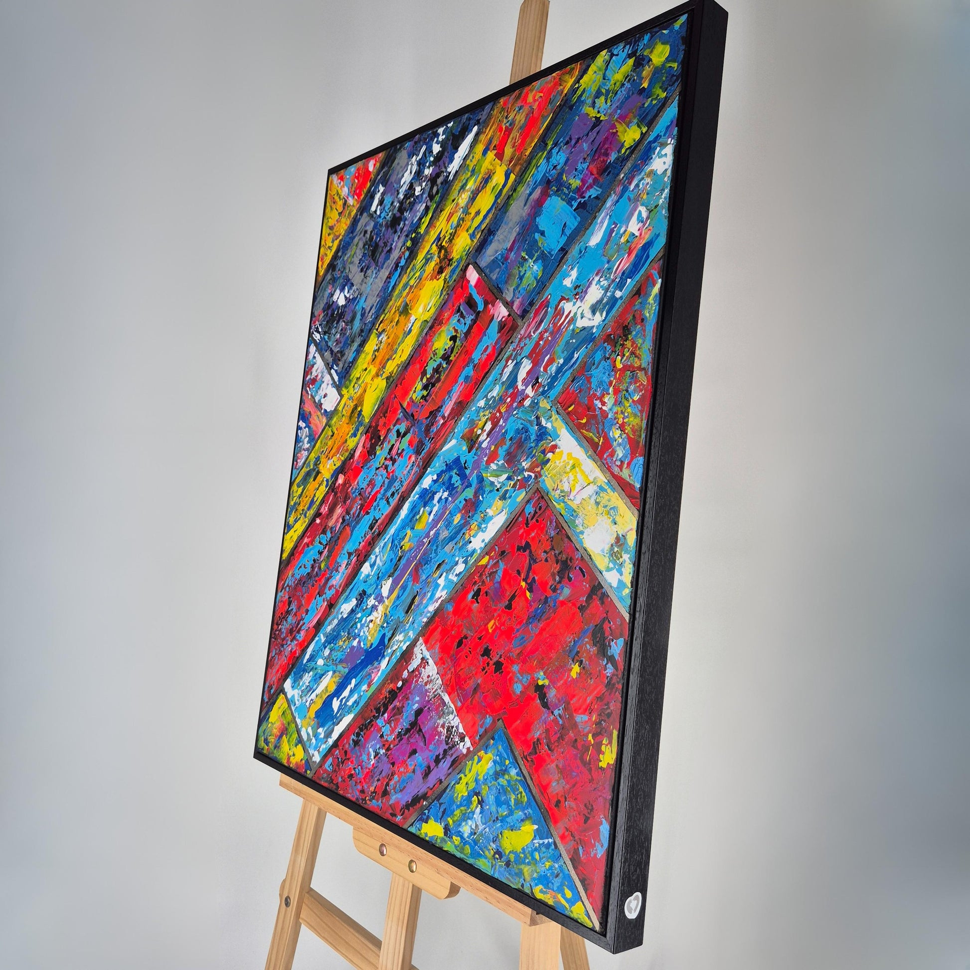 Diagonal - Geometric Acrylic Abstract Canvas - Textured Acrylic Urban Wall Art with Diagonal Lines
