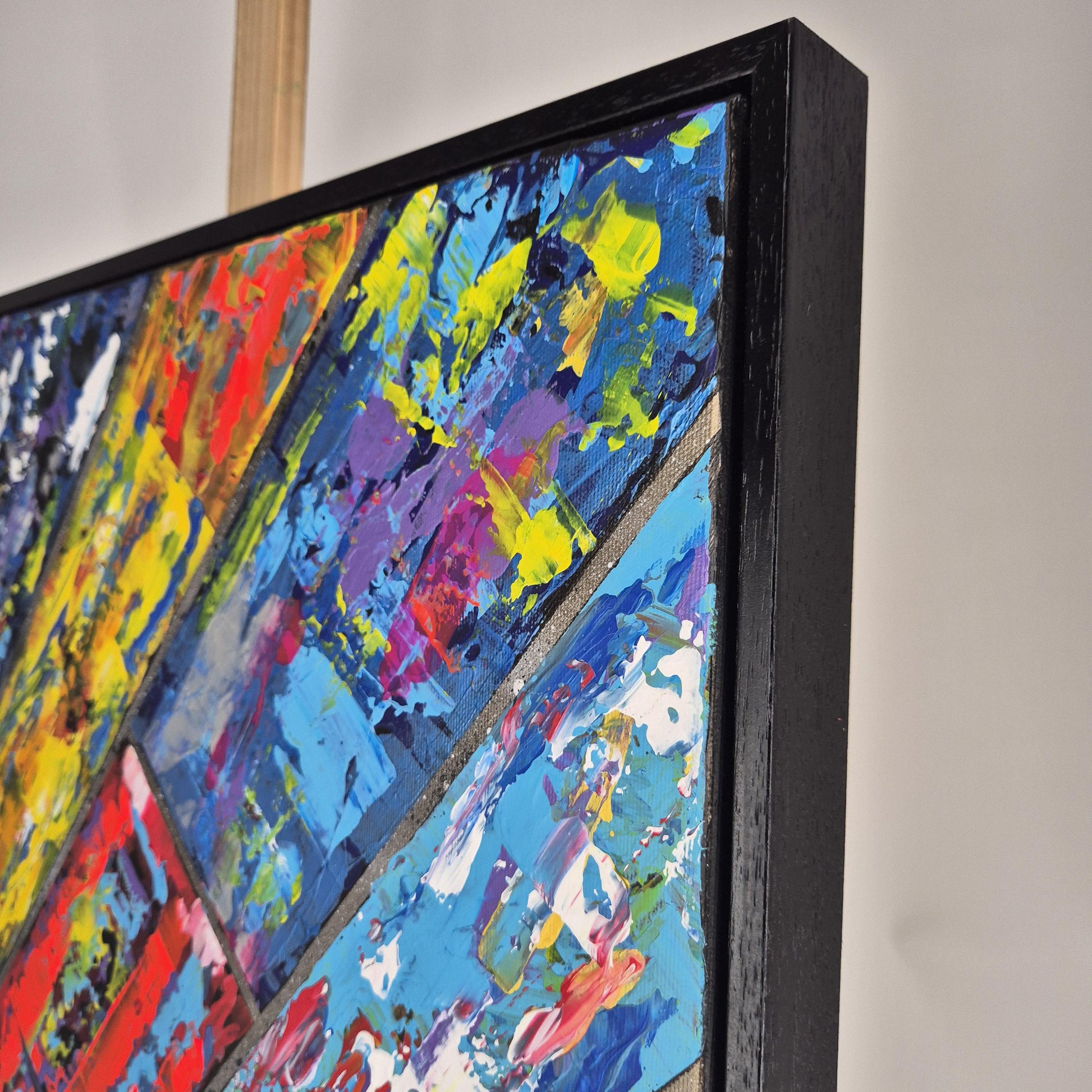 Diagonal - Geometric Acrylic Abstract Canvas - Textured Acrylic Urban Wall Art with Diagonal Lines