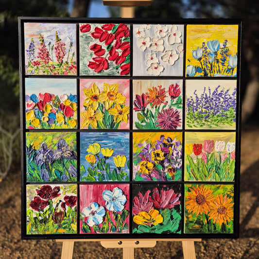 Floriada - Modern Large Floral Oil Painting on Canvas - Colorful Garden Wall - Art for Premium Home