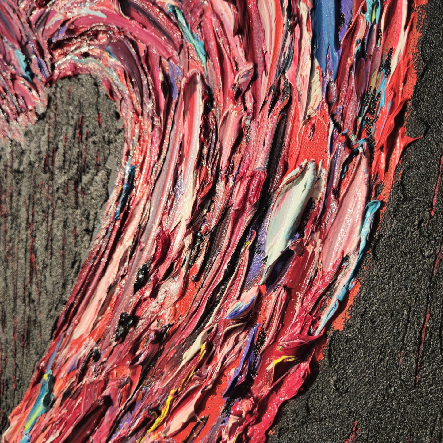 Textured Oil Heart Painting 72x72 cm - Unbreakable - Modern Abstract Oil Artwork - Romantic Wall Decor - Large Original Art