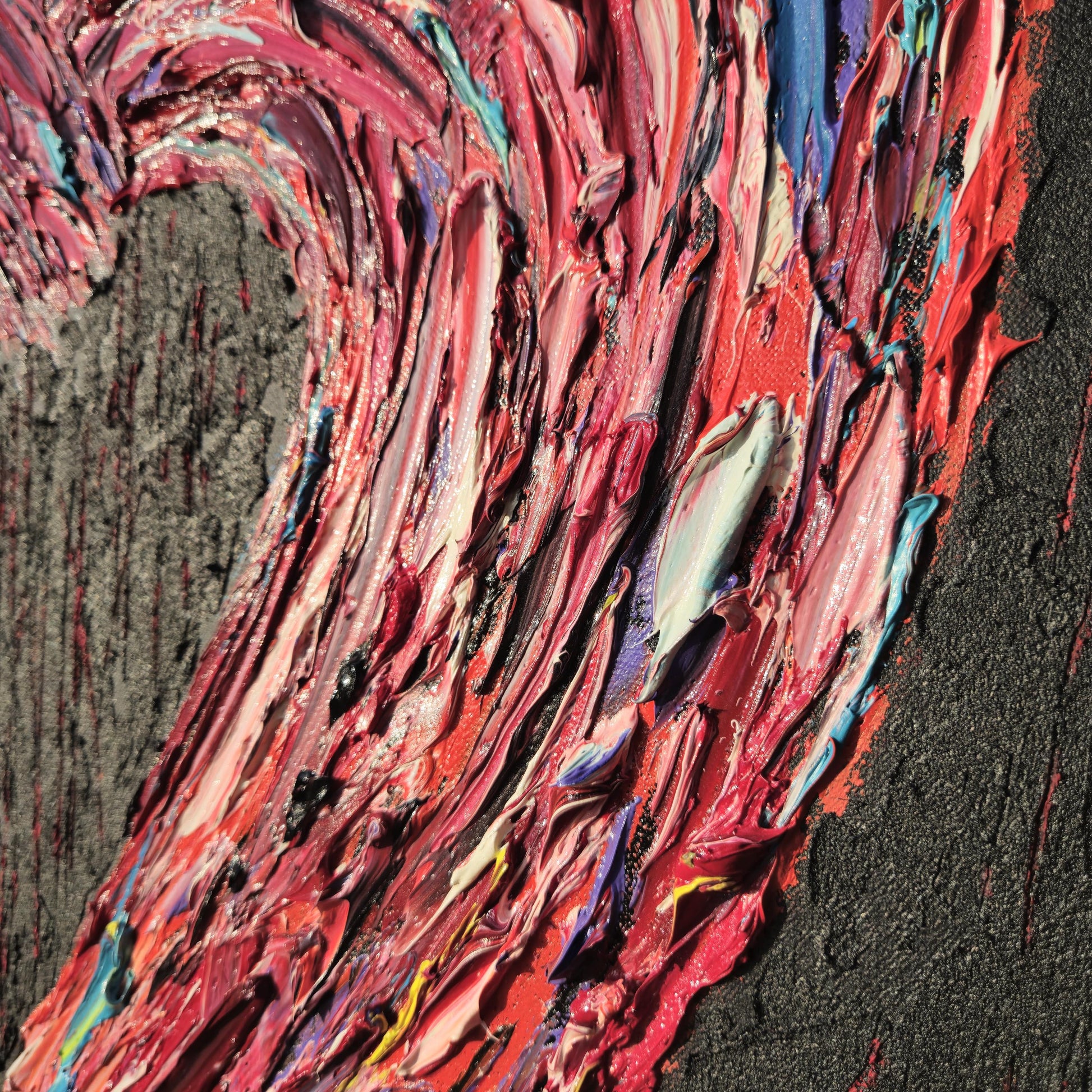 Textured Oil Heart Painting 72x72 cm - Unbreakable - Modern Abstract Oil Artwork - Romantic Wall Decor - Large Original Art