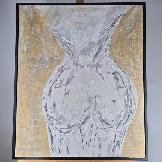 She is Universe - Feminine Abstract Painting - Sculptural Acrylic Nude - Textured Canvas Wall Art