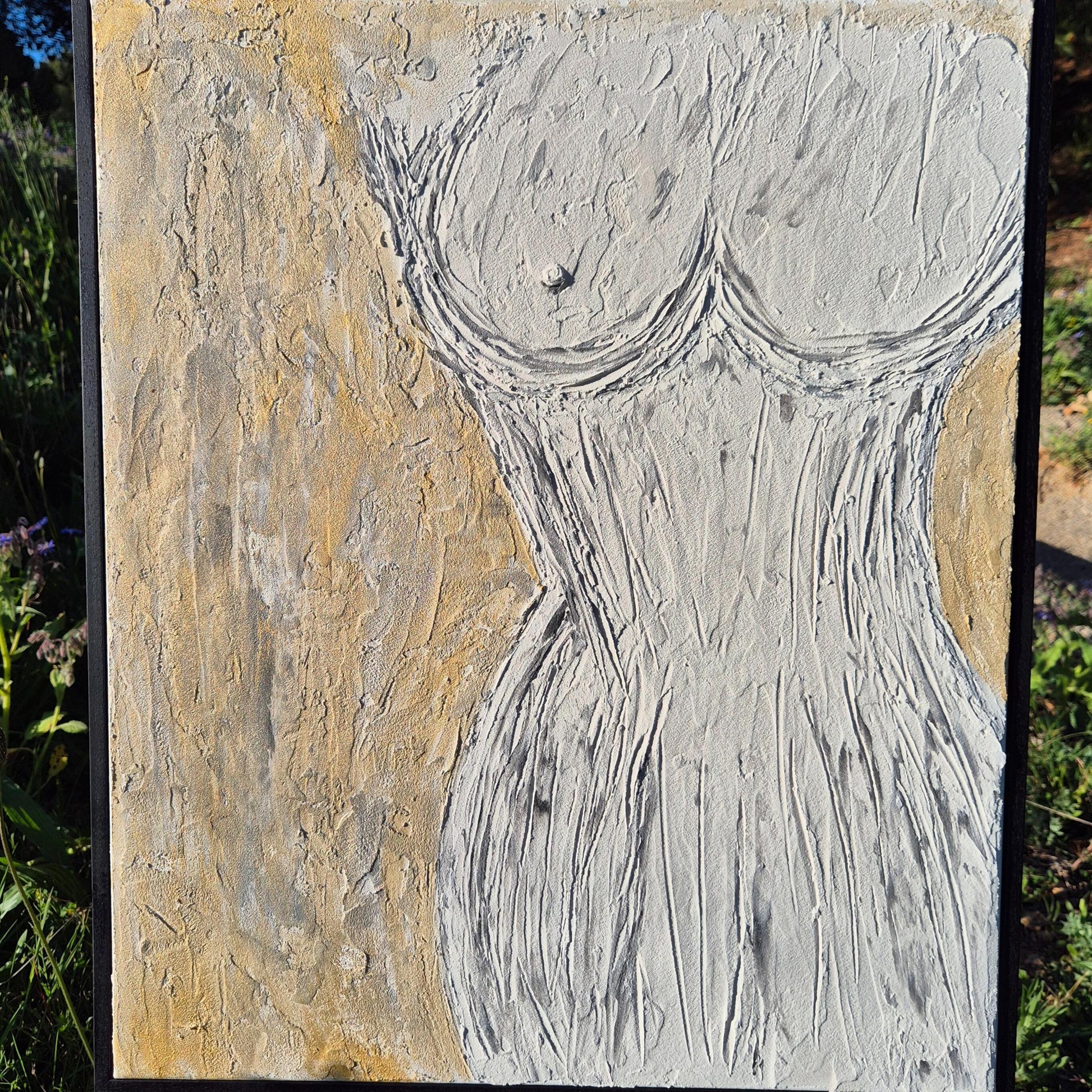 She is Light - Abstract Female Art - Sculptural Abstract Nude - Textured Canvas Art