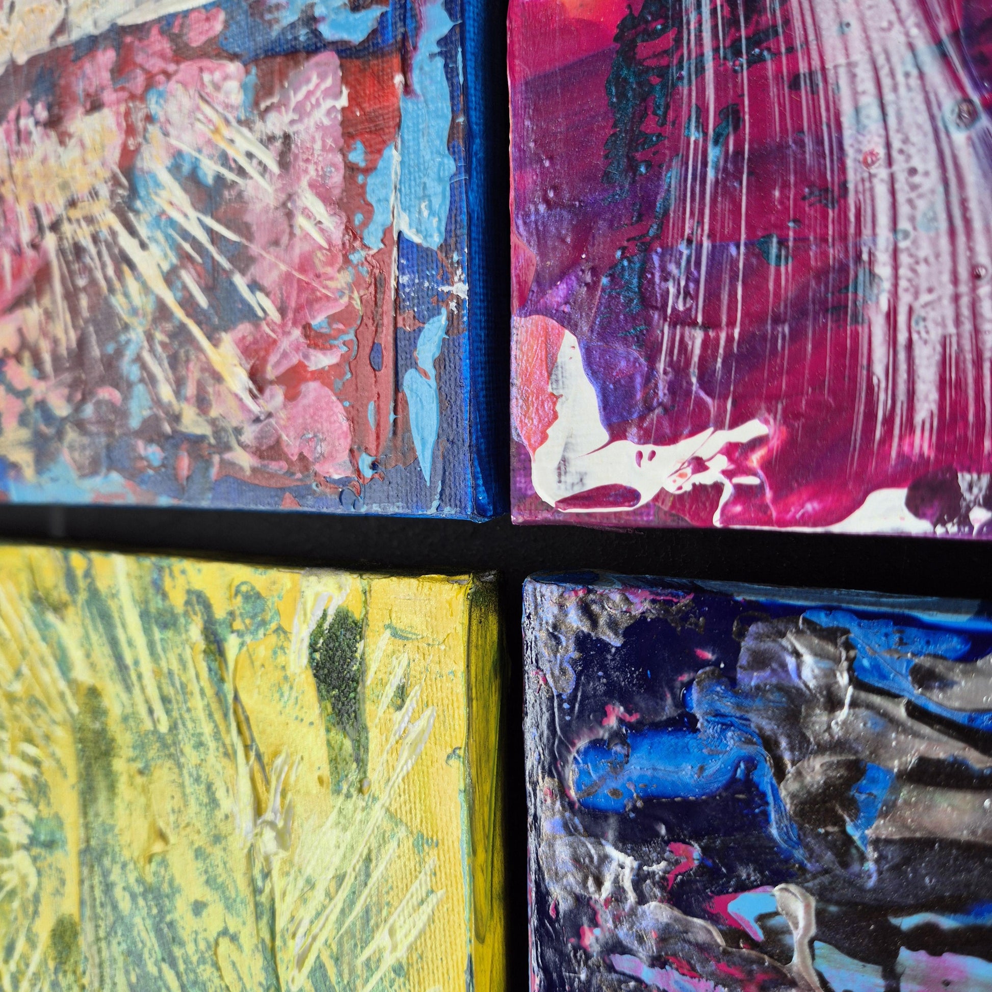 16 Beats - Abstract Acrylic Painting - Textured Color Grid - Modern Rhythm Wall Art