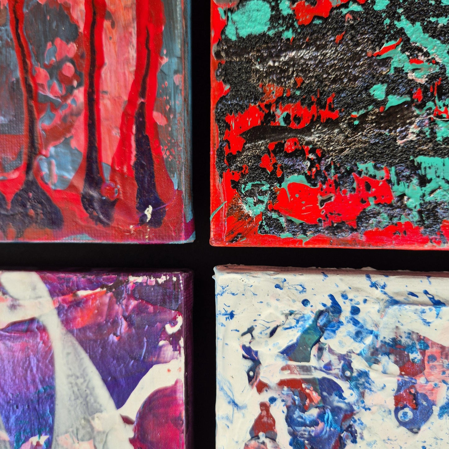 16 Beats - Abstract Acrylic Painting - Textured Color Grid - Modern Rhythm Wall Art