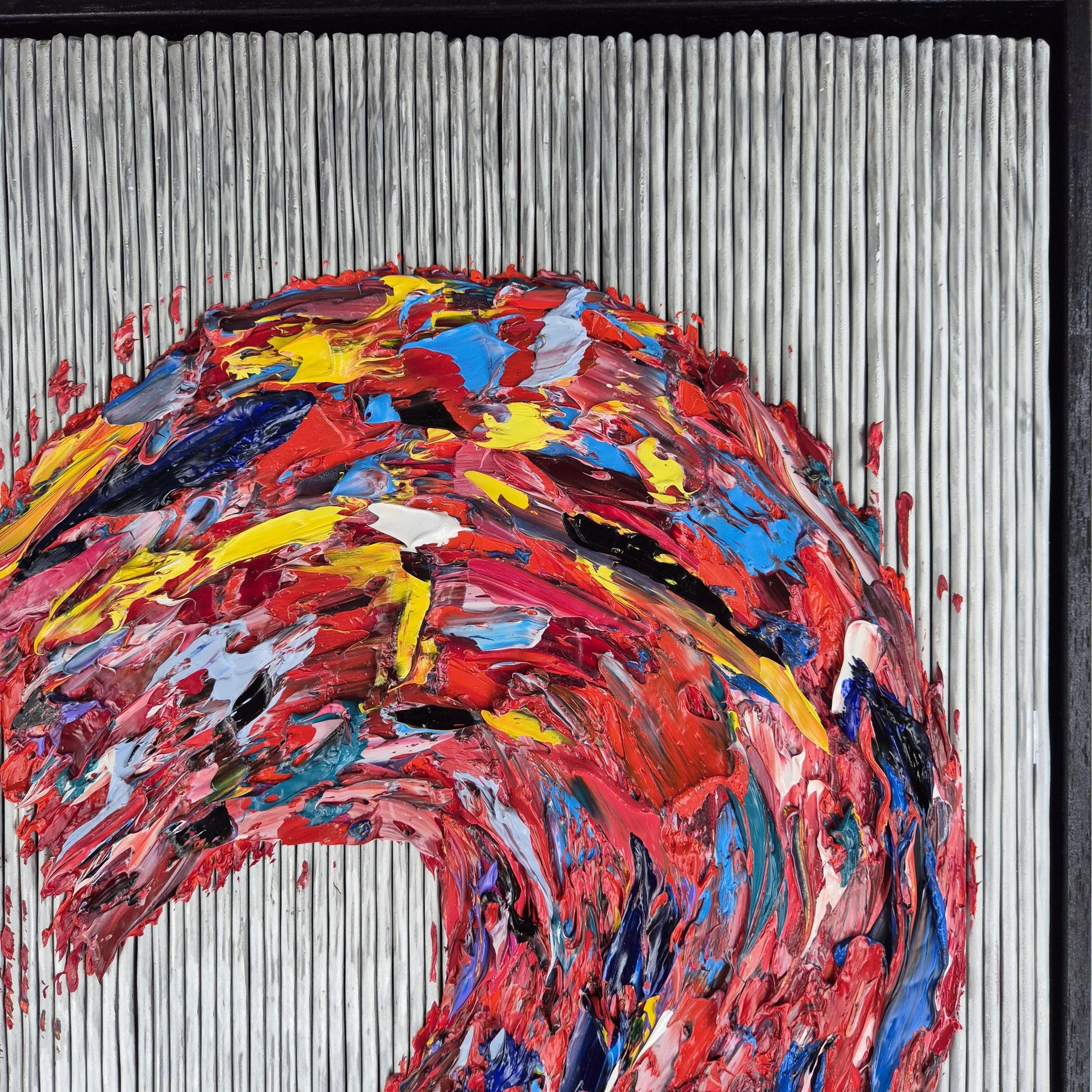 Textured Aluminum Oil Painting 66x66cm - Metal Heart - Abstract Oil Painting on Aluminum - Framed Contemporary Sculptural Decor