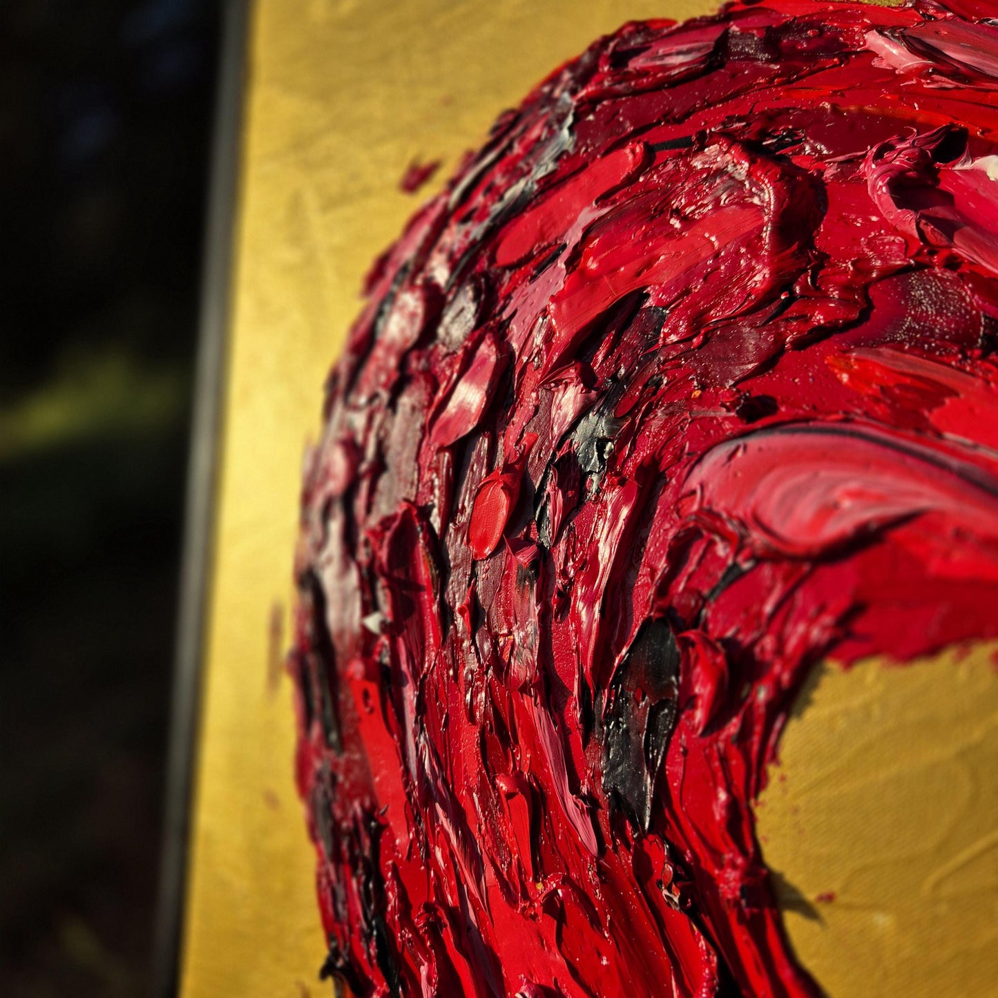 Original Oil Painting on Canvas 62x62cm- Red Heart - Textured Wall Art - Romantic Abstract Contemporary Large Canvas