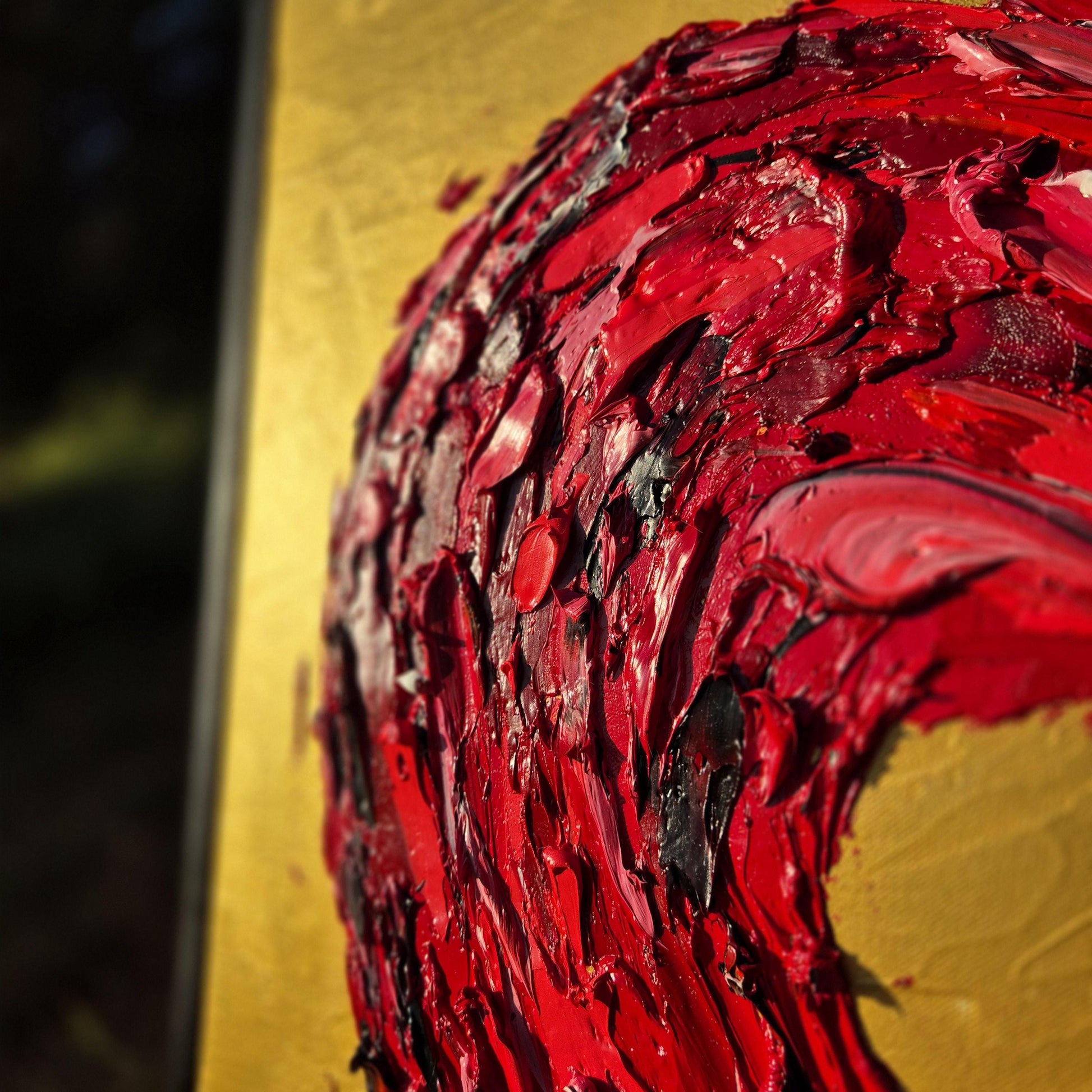 Original Oil Painting on Canvas 62x62cm- Red Heart - Textured Wall Art - Romantic Abstract Contemporary Large Canvas