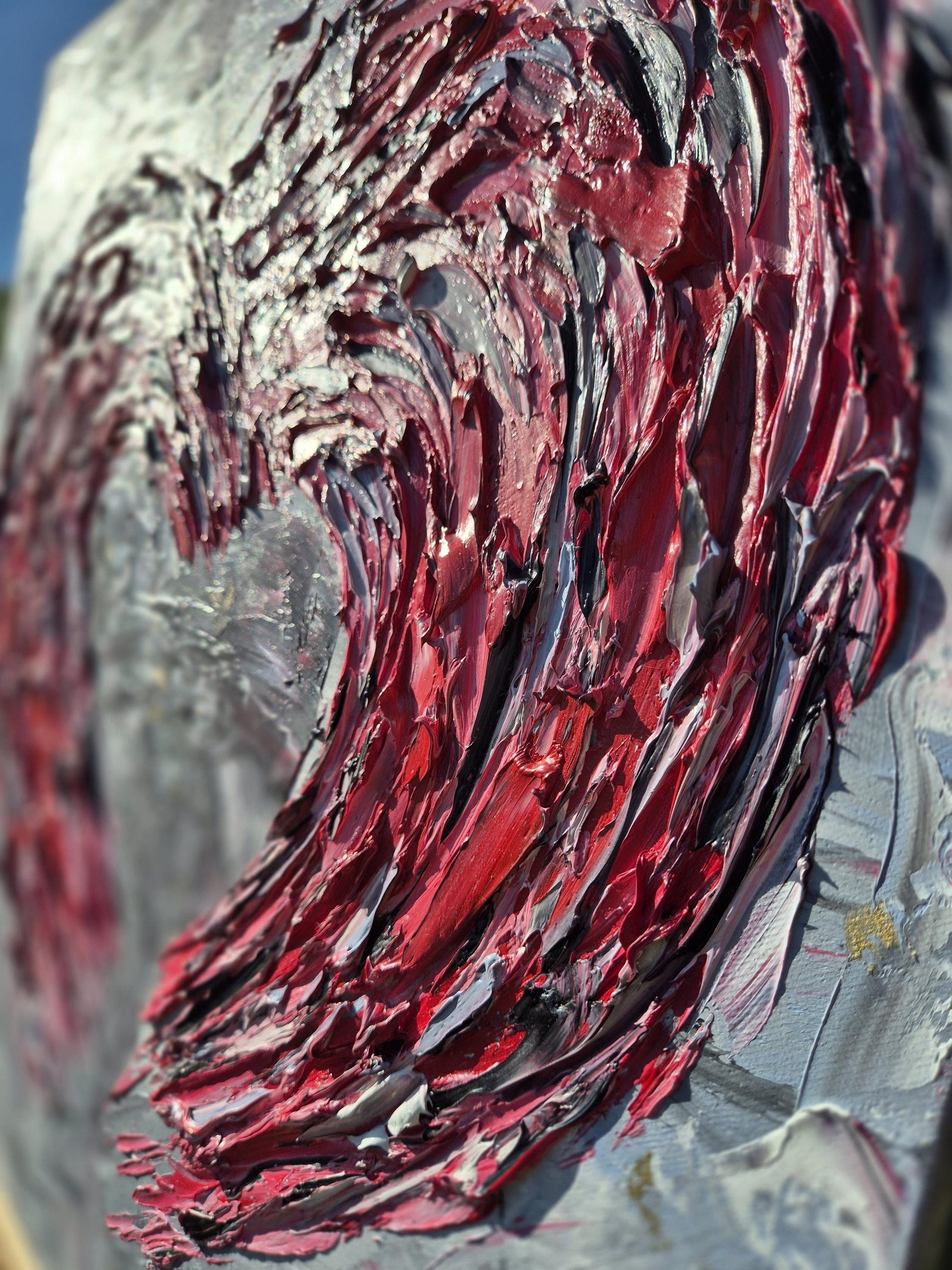 Heart Oil Painting 62x62 cm - Fierce Tenderness - Modern Romantic Wall Art - Handcrafted Textured Canvas Decor for Bedroom & Living Room