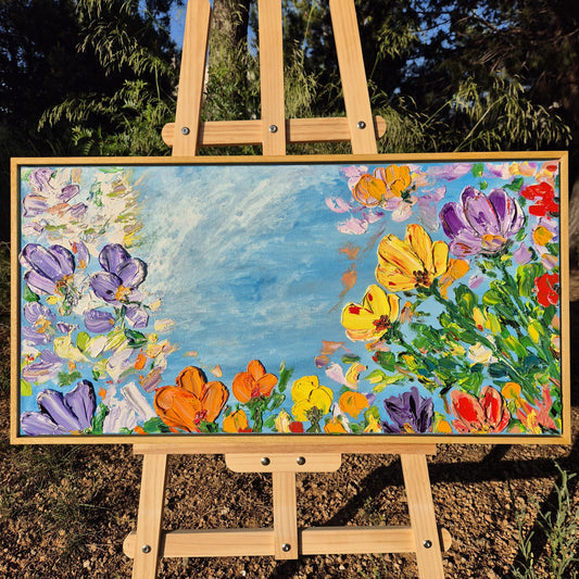Spring is Here - Textured Floral Painting - Blooming Oil Canvas - Original Spring Wall Art