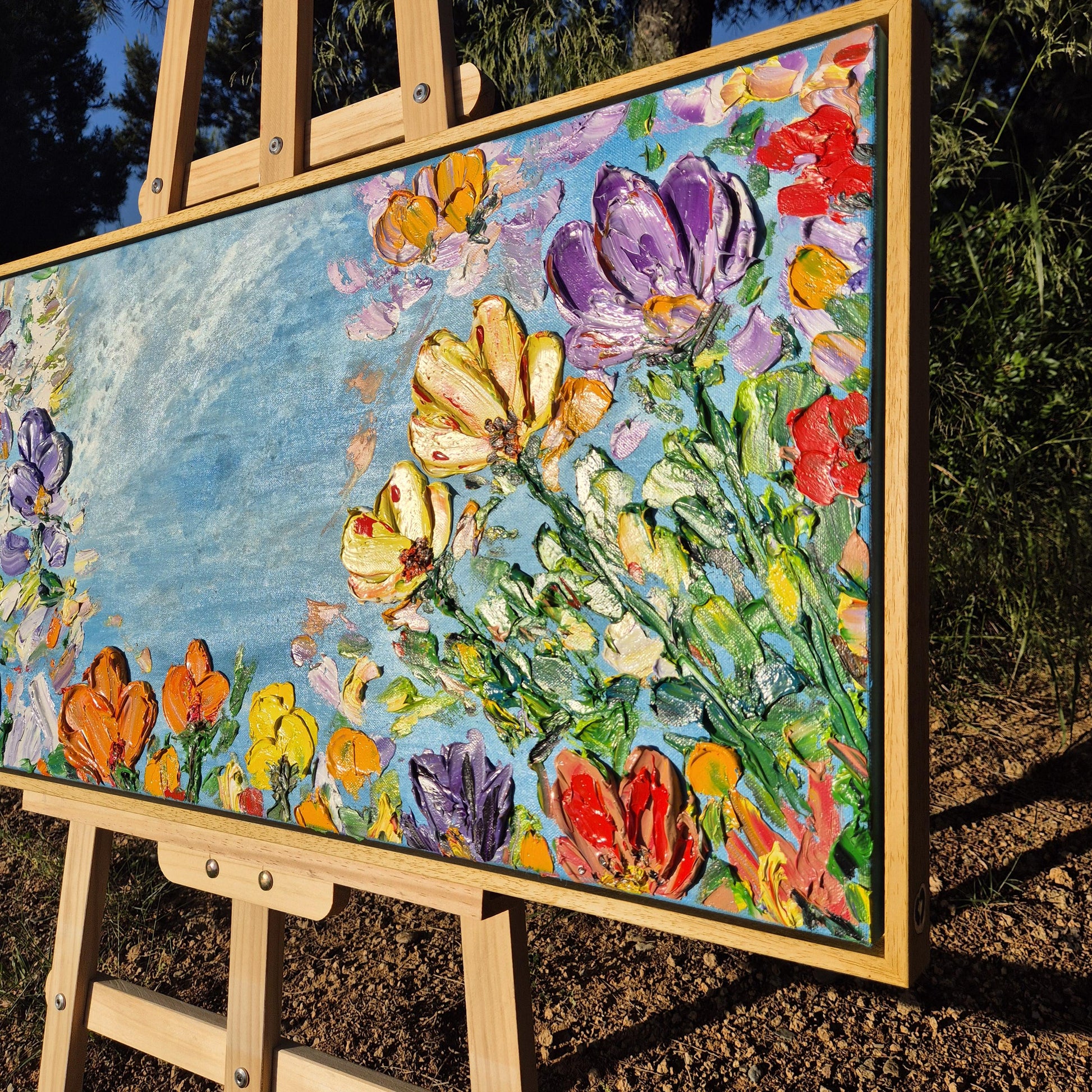 Spring is Here - Textured Floral Painting - Blooming Oil Canvas - Original Spring Wall Art