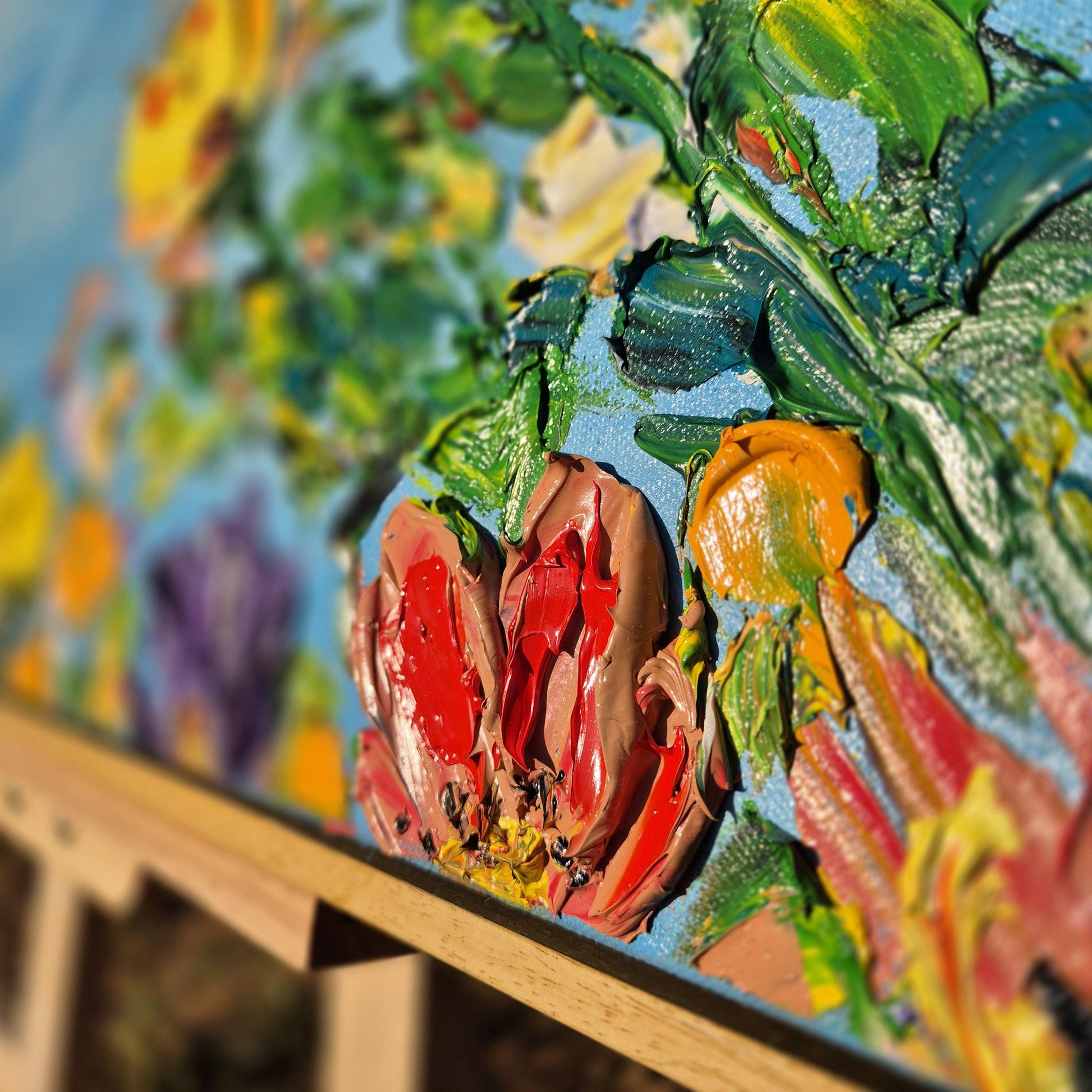 Spring is Here - Textured Floral Painting - Blooming Oil Canvas - Original Spring Wall Art